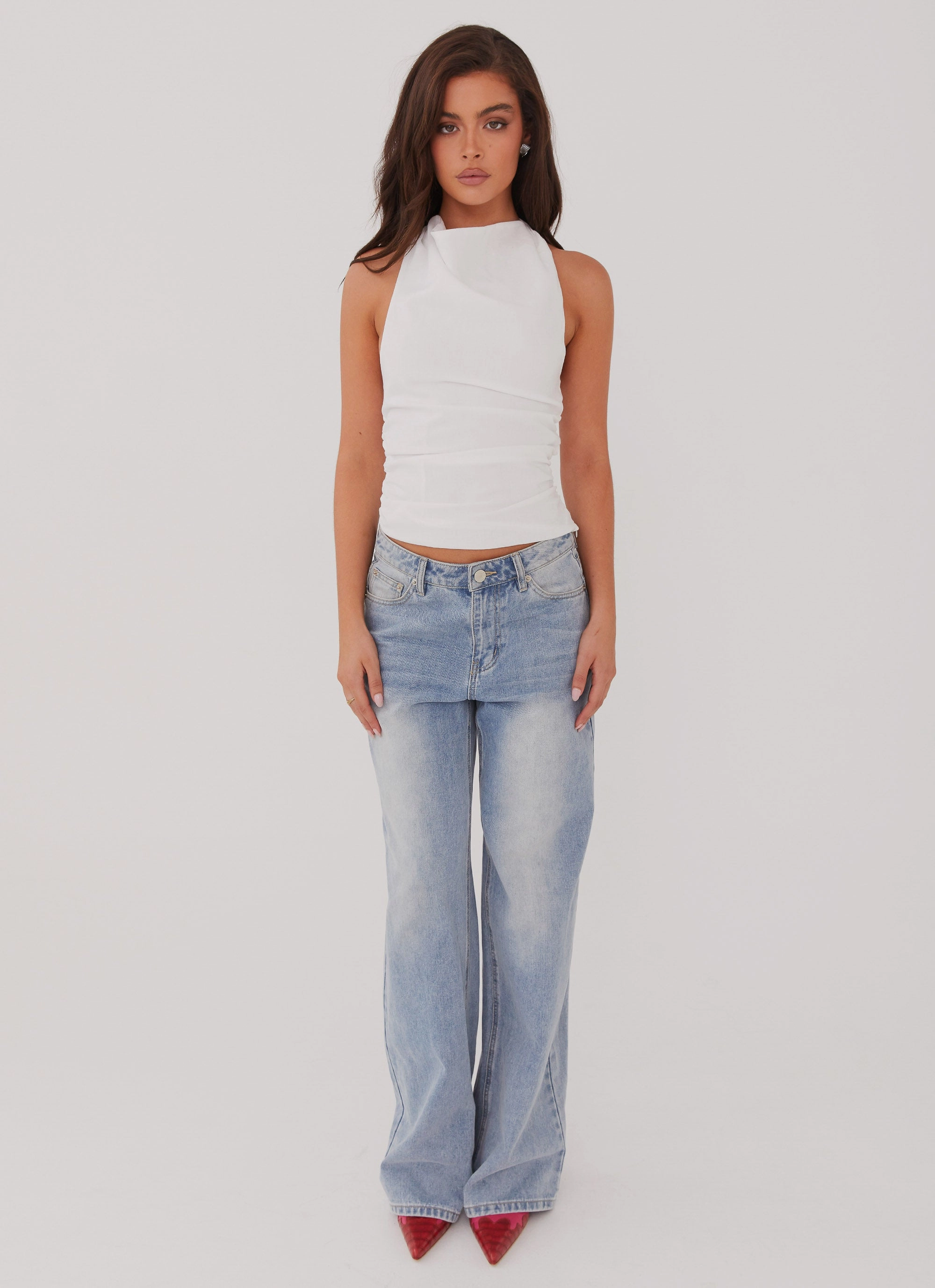 Cloud Whisper Linen Top - White Easy Care Material Fashionable Fit