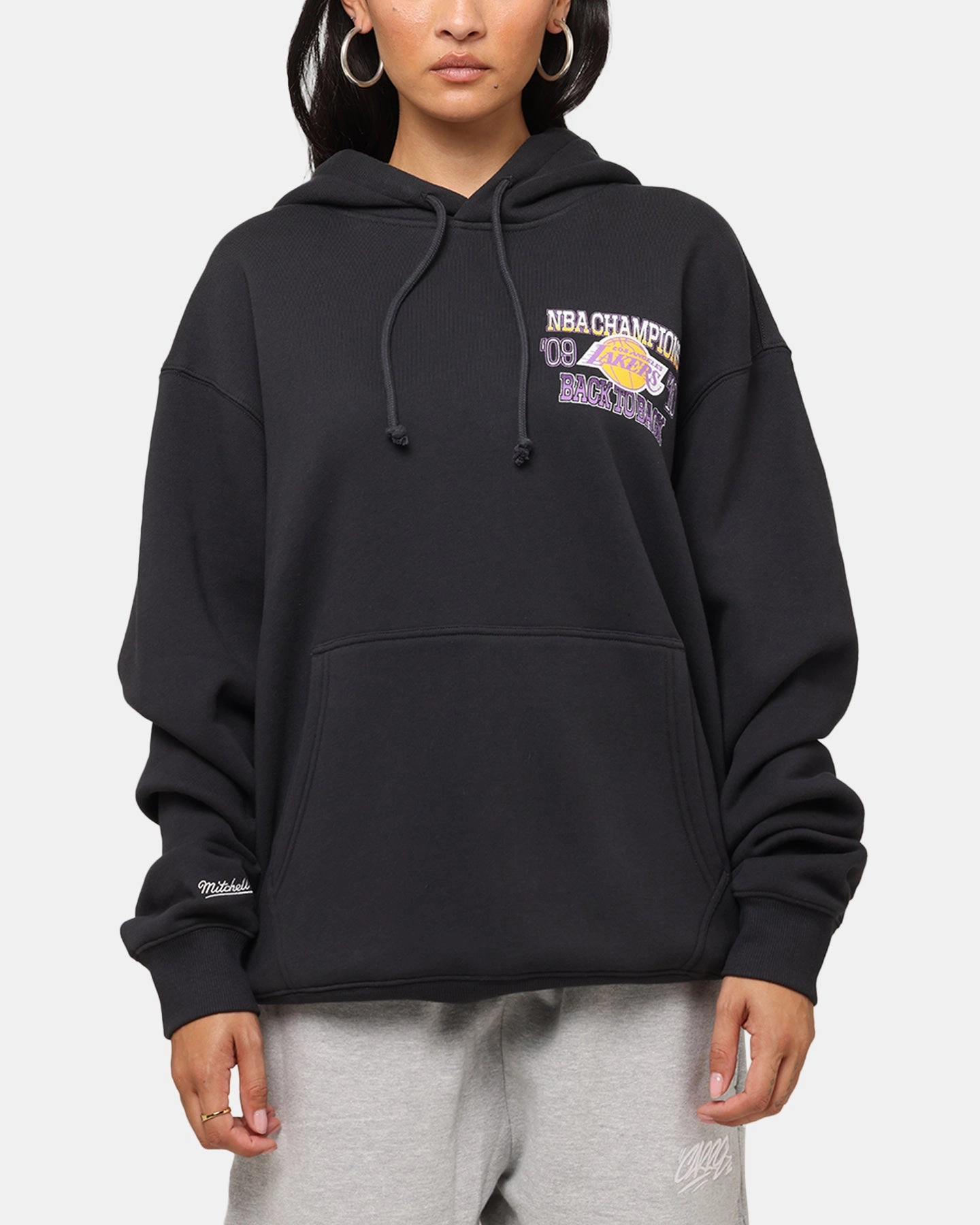 Mitchell & Ness Los Angeles Lakers Back To Back Hoodie Faded Black Airflow Optimized Weave