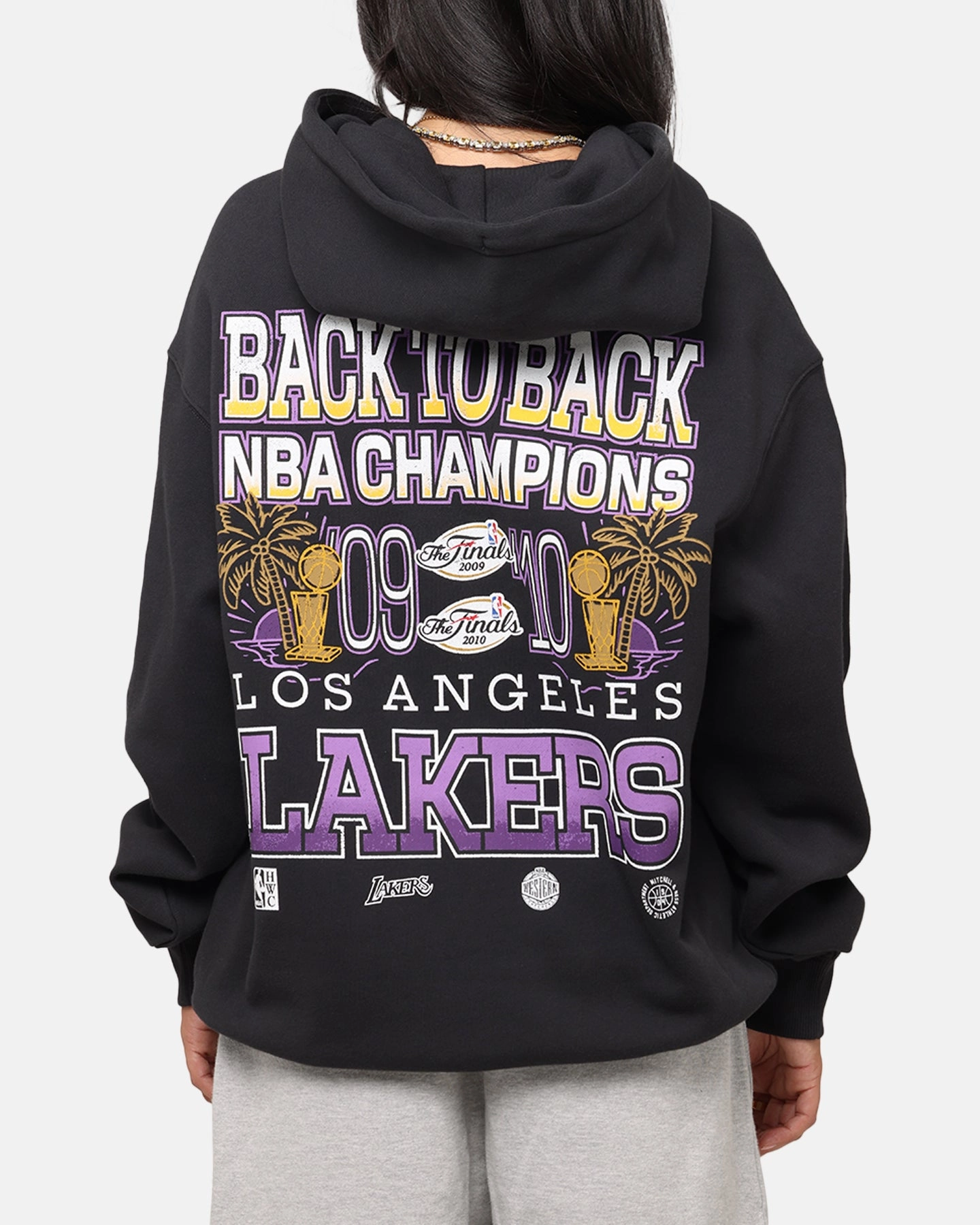 Mitchell & Ness Los Angeles Lakers Back To Back Hoodie Faded Black 3D Spacer Fabric