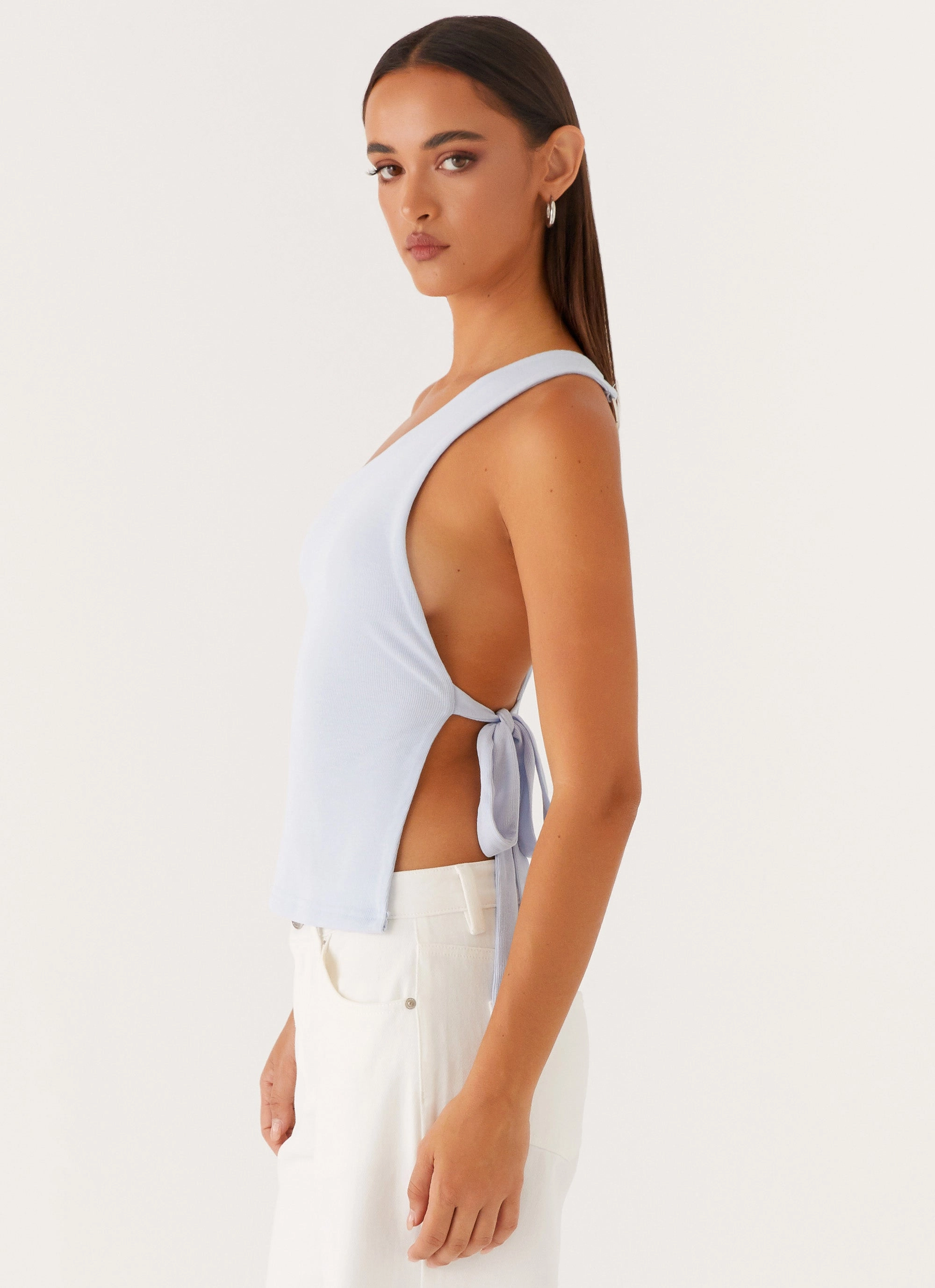 Safiya One Shoulder Top - Blue Everyday Comfort BondedEdges