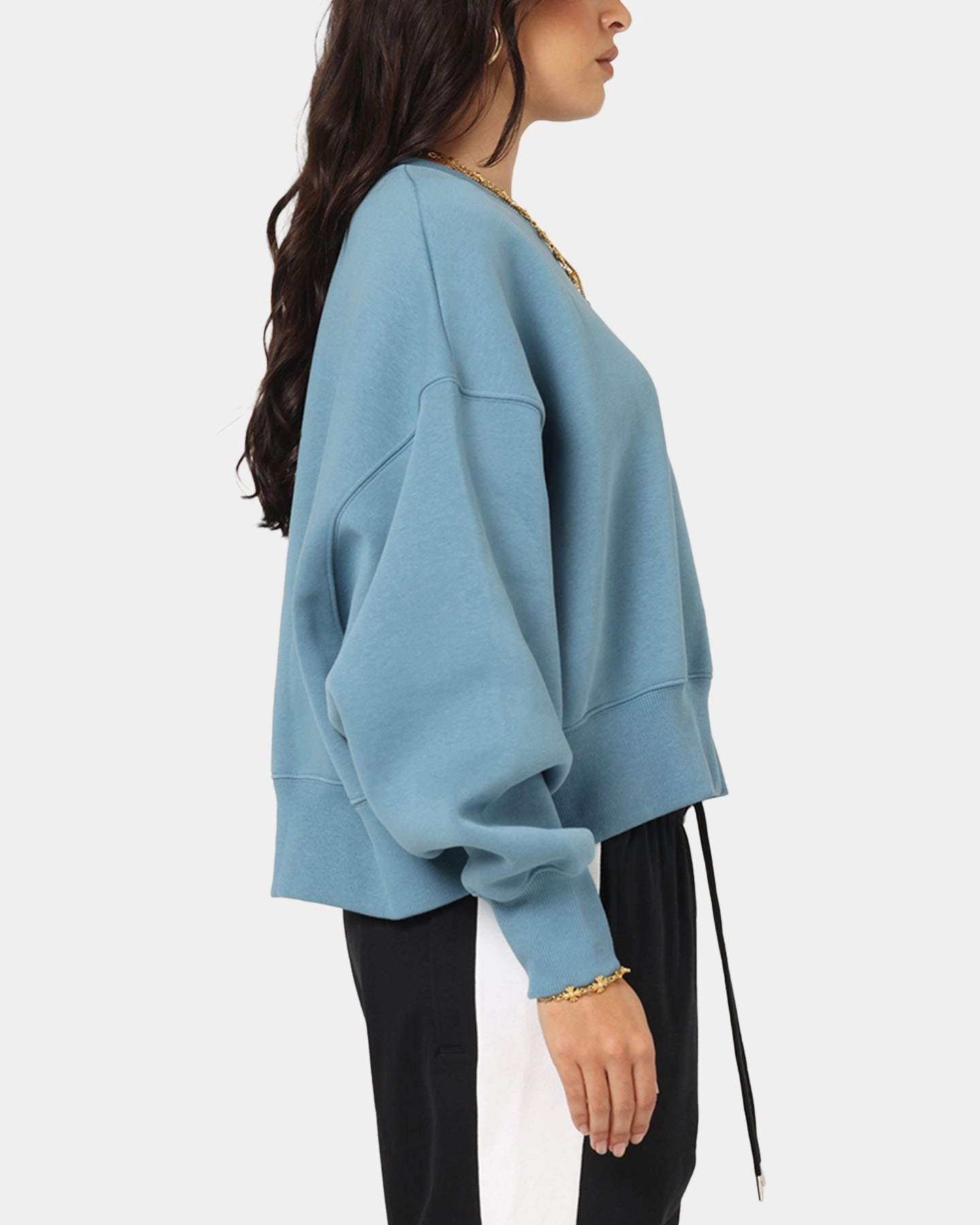 Sporty T-shirt Nike Women's Nike Sportswear Style Fleece Over-Oversized Crewneck Smokey Blue/Sail