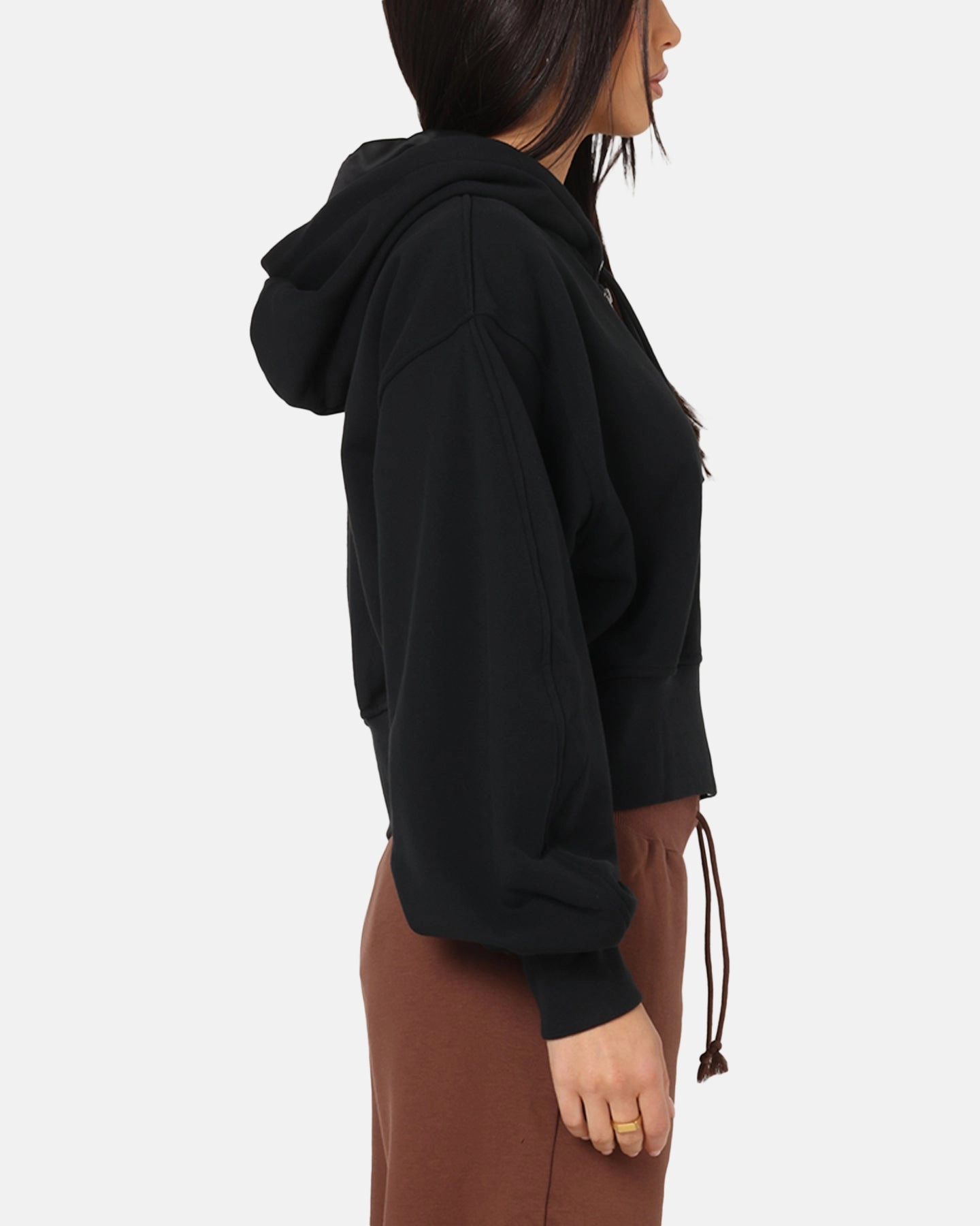 Jordan Women's Flight Fleece Satin-Lined Hoodie Black/Dark Smoke WrinkleResistant