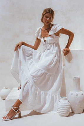 Nymph Bohemian Linen Maxi Dress Floating Shape