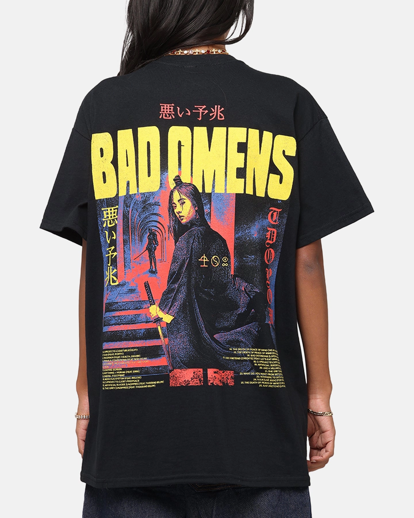 Bad Omens Samurai Girl T-Shirt Black Non Chafing Side Seams