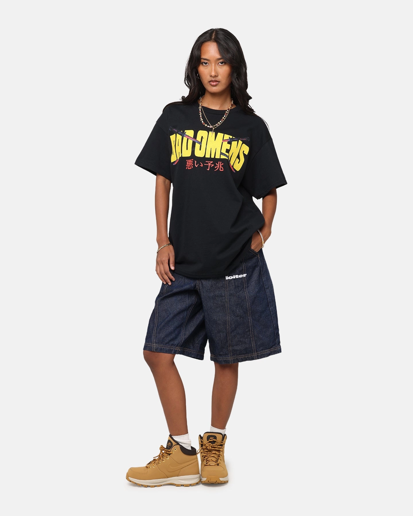 NonIrritating Bad Omens Samurai Girl T-Shirt Black