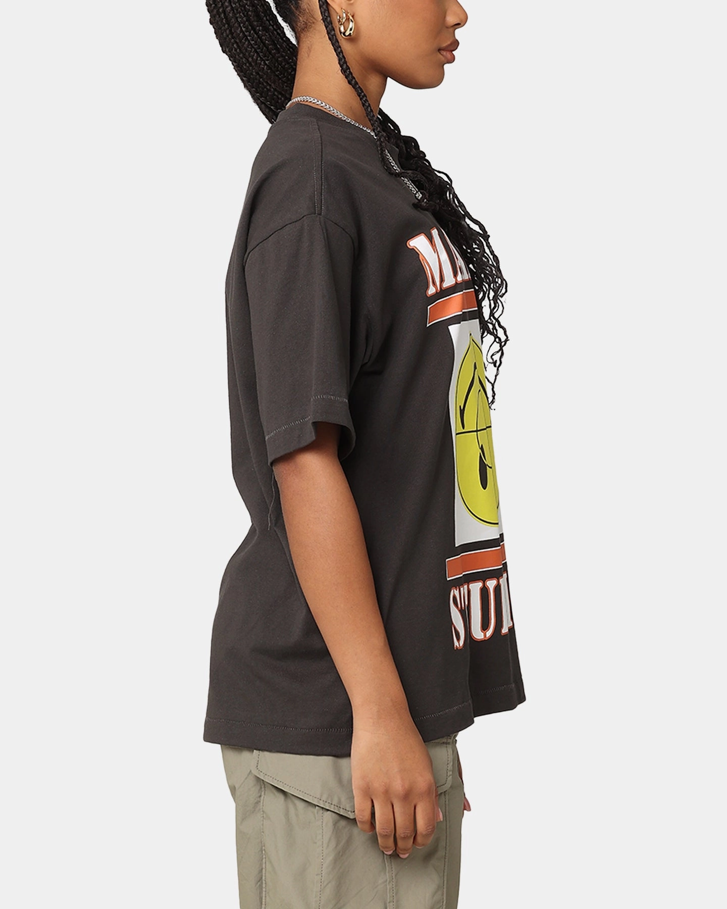 Odor Resistant Material TaglessLabel Market X Smiley Focus T-Shirt Washed Black