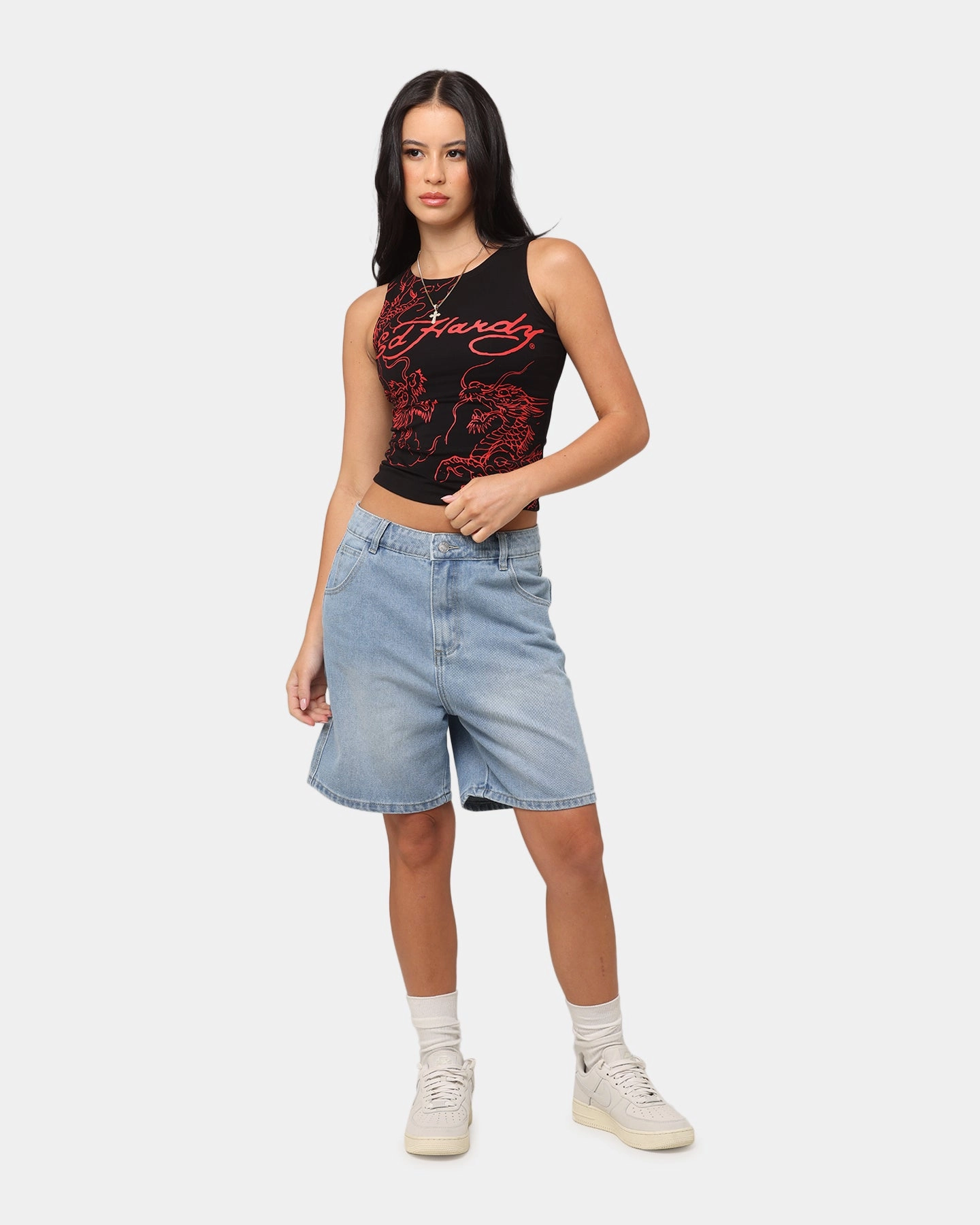 UPF Protective Fabric Ed Hardy Women's Dragon Tank Black/Red