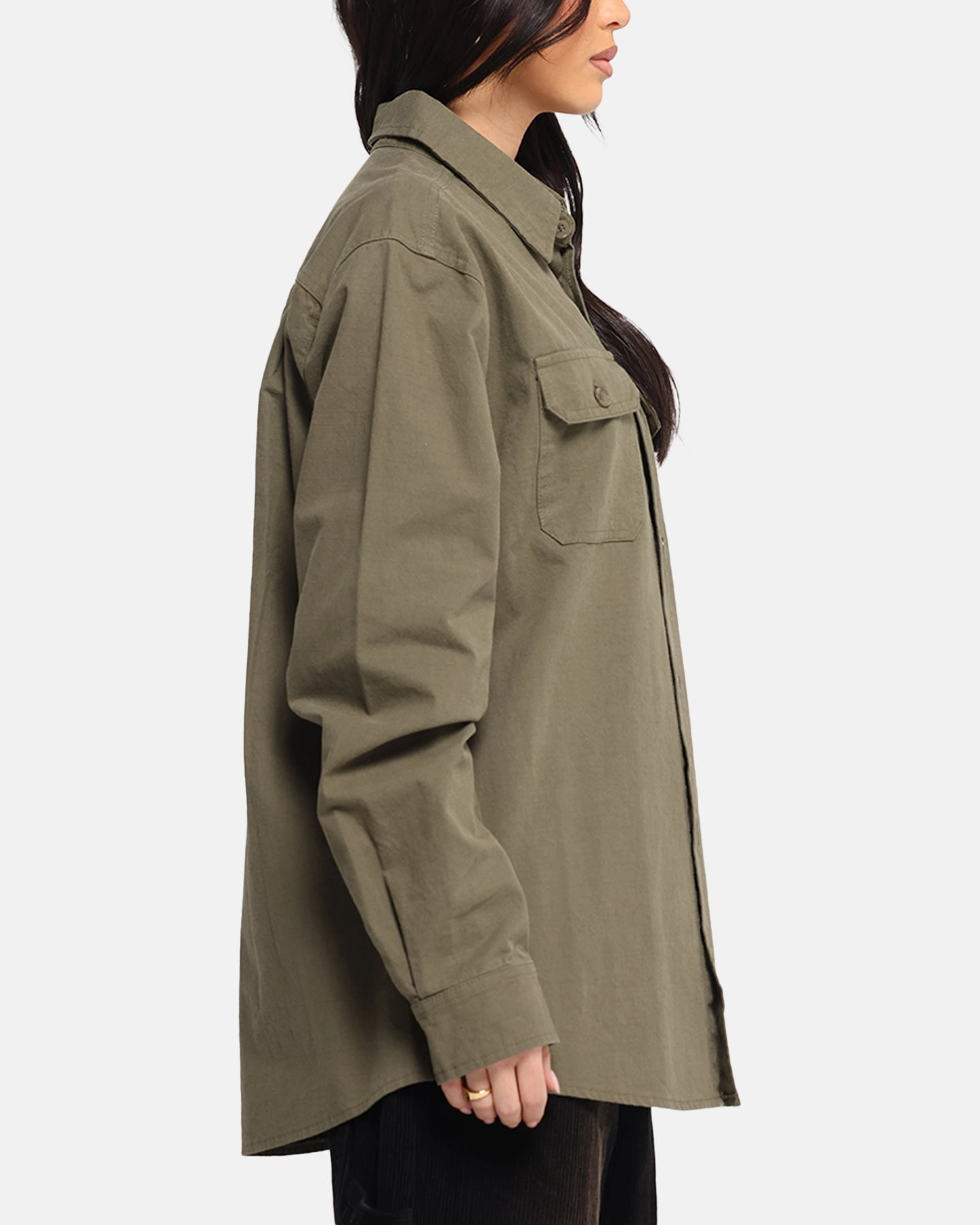 Raw Edge Detail XXIII Slub Overshirt Khaki