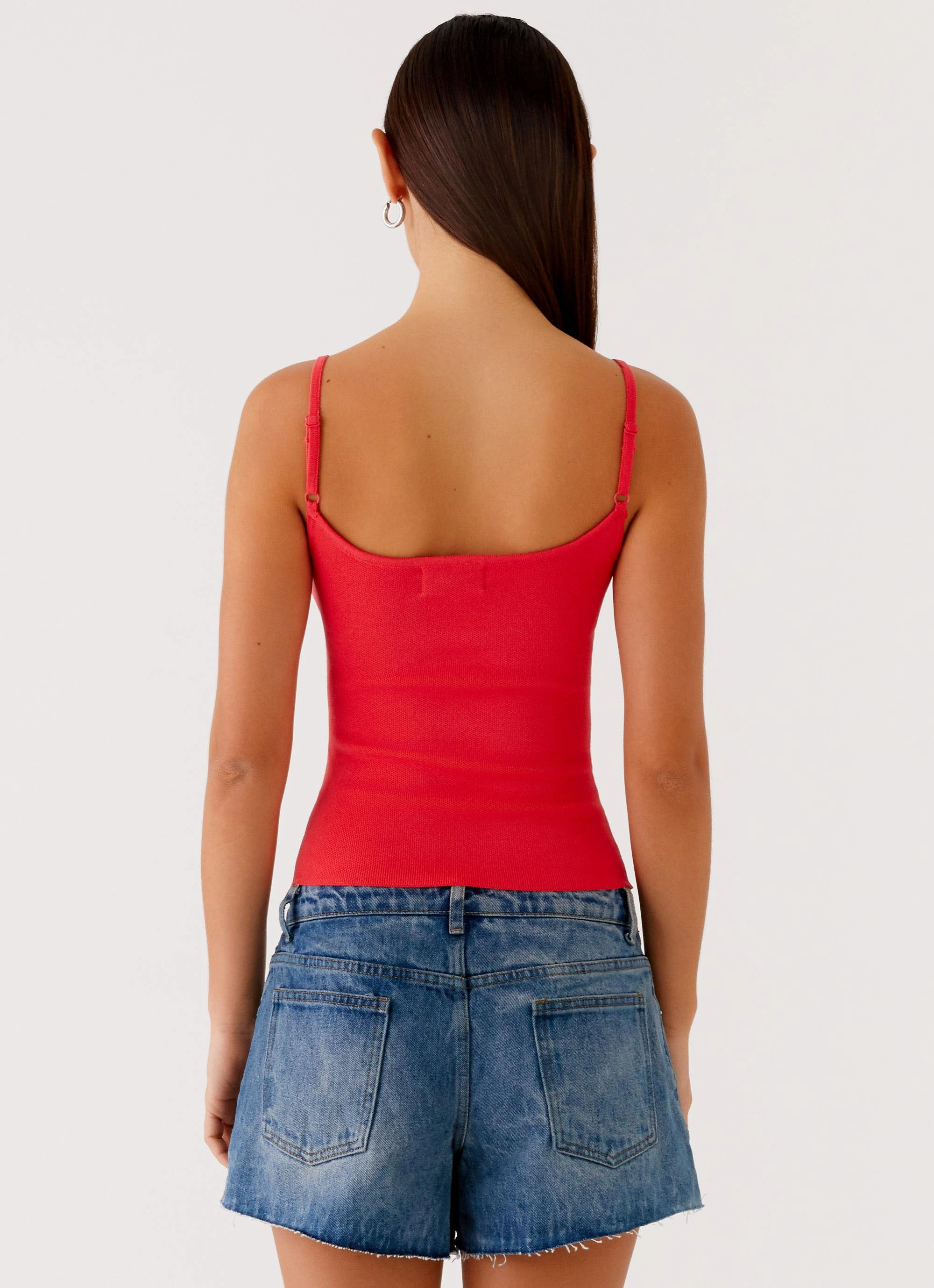 Ofira Knit Tank Top - Red Floral AbrasionResistant Edging