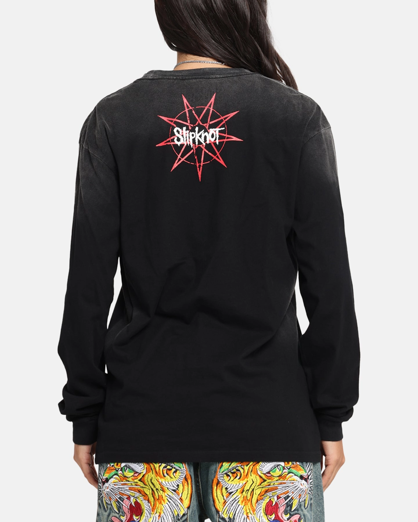 Slipknot Slipknot Long Sleeve T-Shirt Washed Black V-neck Shirt