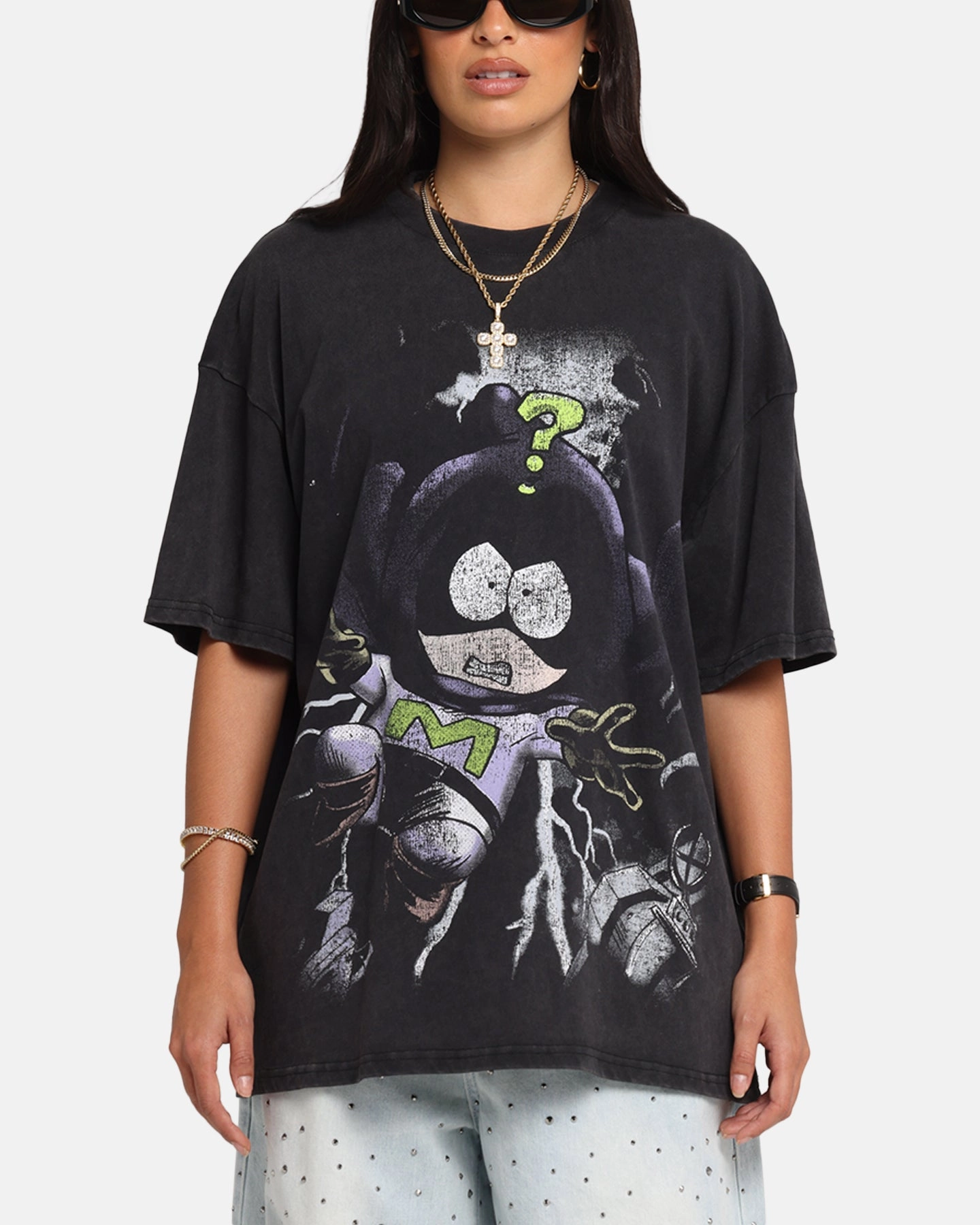 ConvertibleSleeves 73 Studio X South Park Mysterion Vintage T-Shirt Black Acidwash