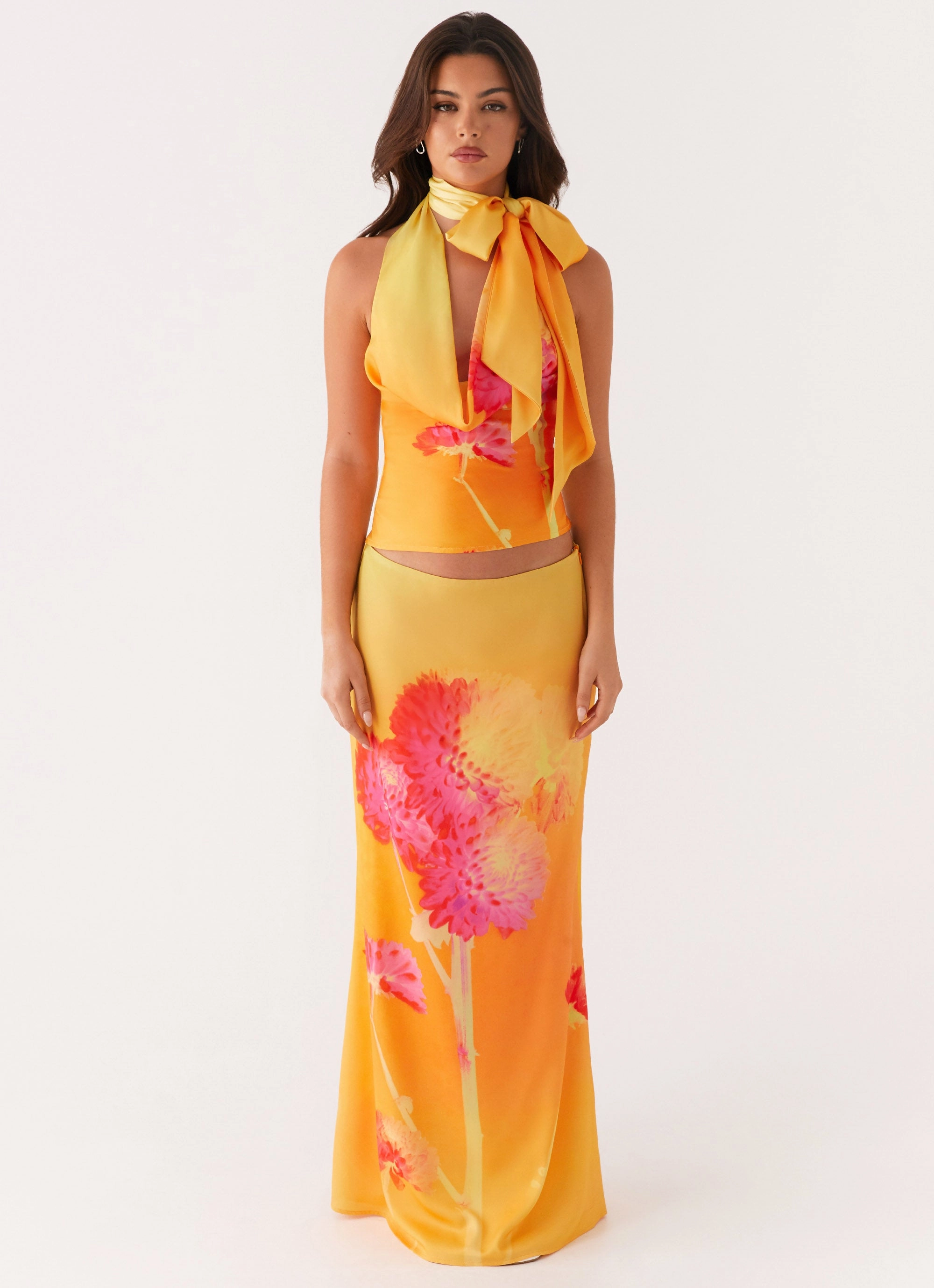 Eco Conscious Packaging OrganicCottonBlend Nala Top - Orange Floral