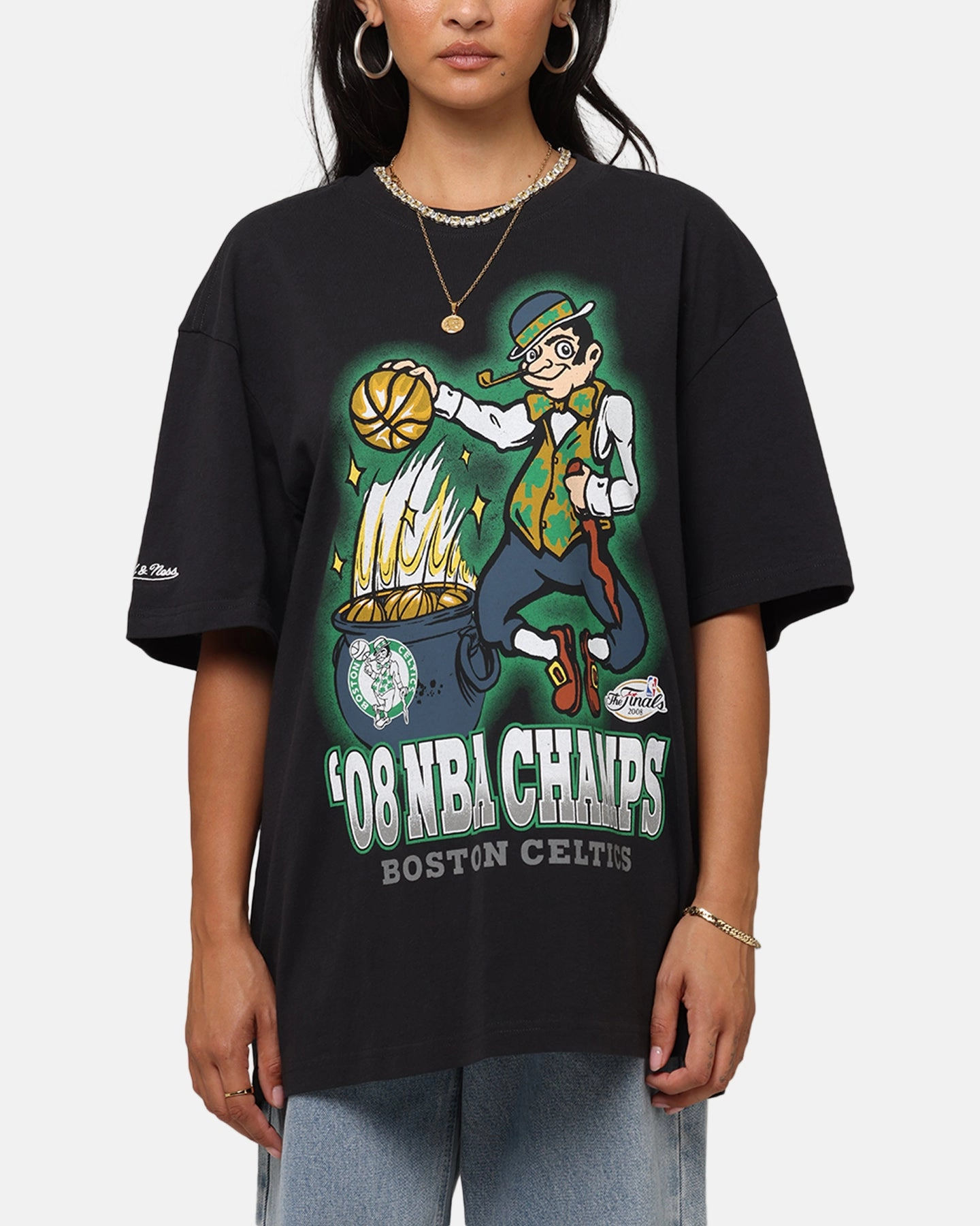 Mitchell & Ness Boston Celtics '08 NBA Champs T-Shirt Faded Black Outdoor Apparel Sporty T-shirt