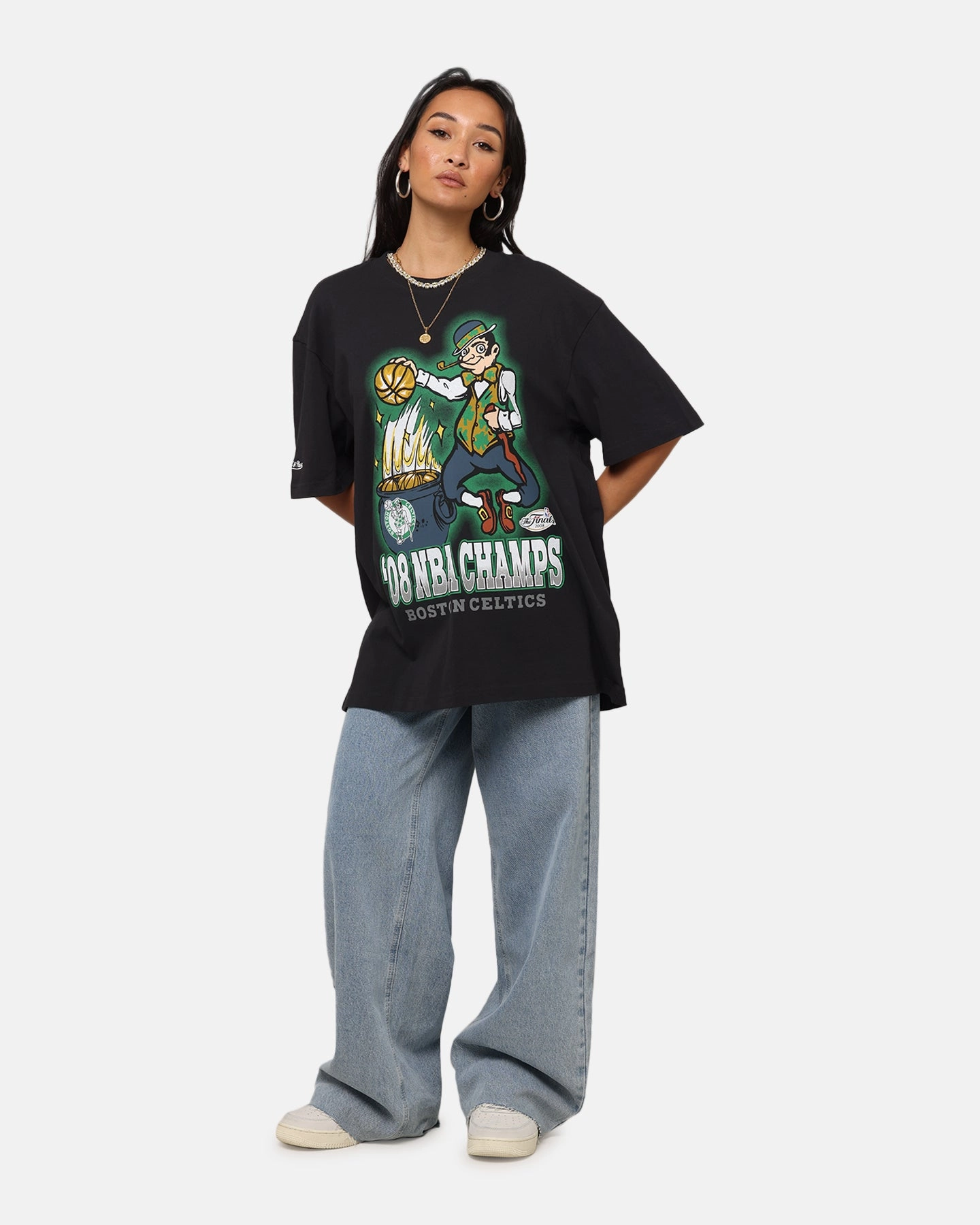 UltraLightweight MeshLining Mitchell & Ness Boston Celtics '08 NBA Champs T-Shirt Faded Black