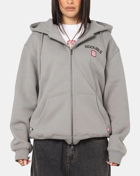 LaserCut Edges Active Wear S Double Cities Zip Through Hoodie Stone