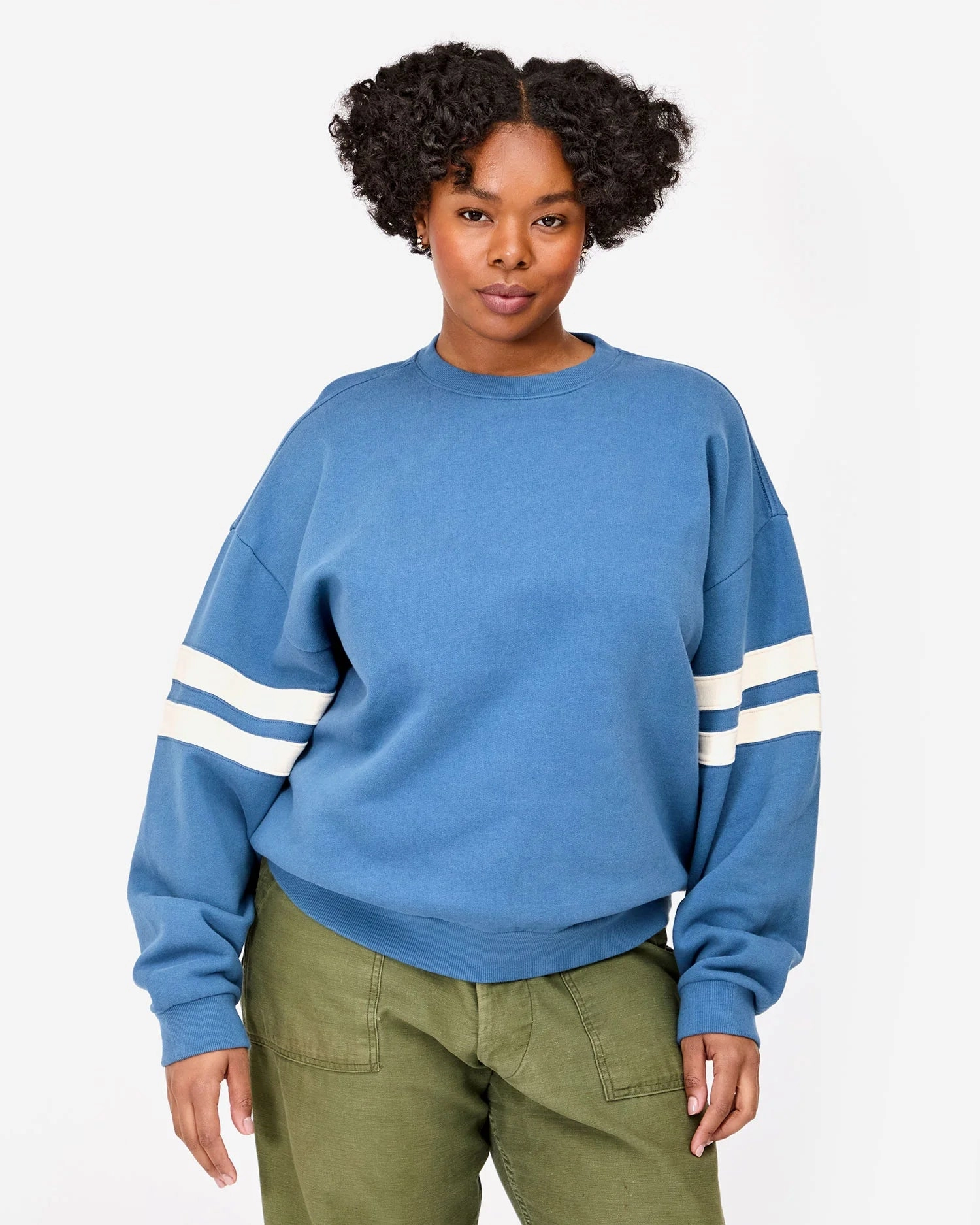 Minimalist Design QuickDryConstruction Oversized Varsity Sweatshirt in Desert Blue