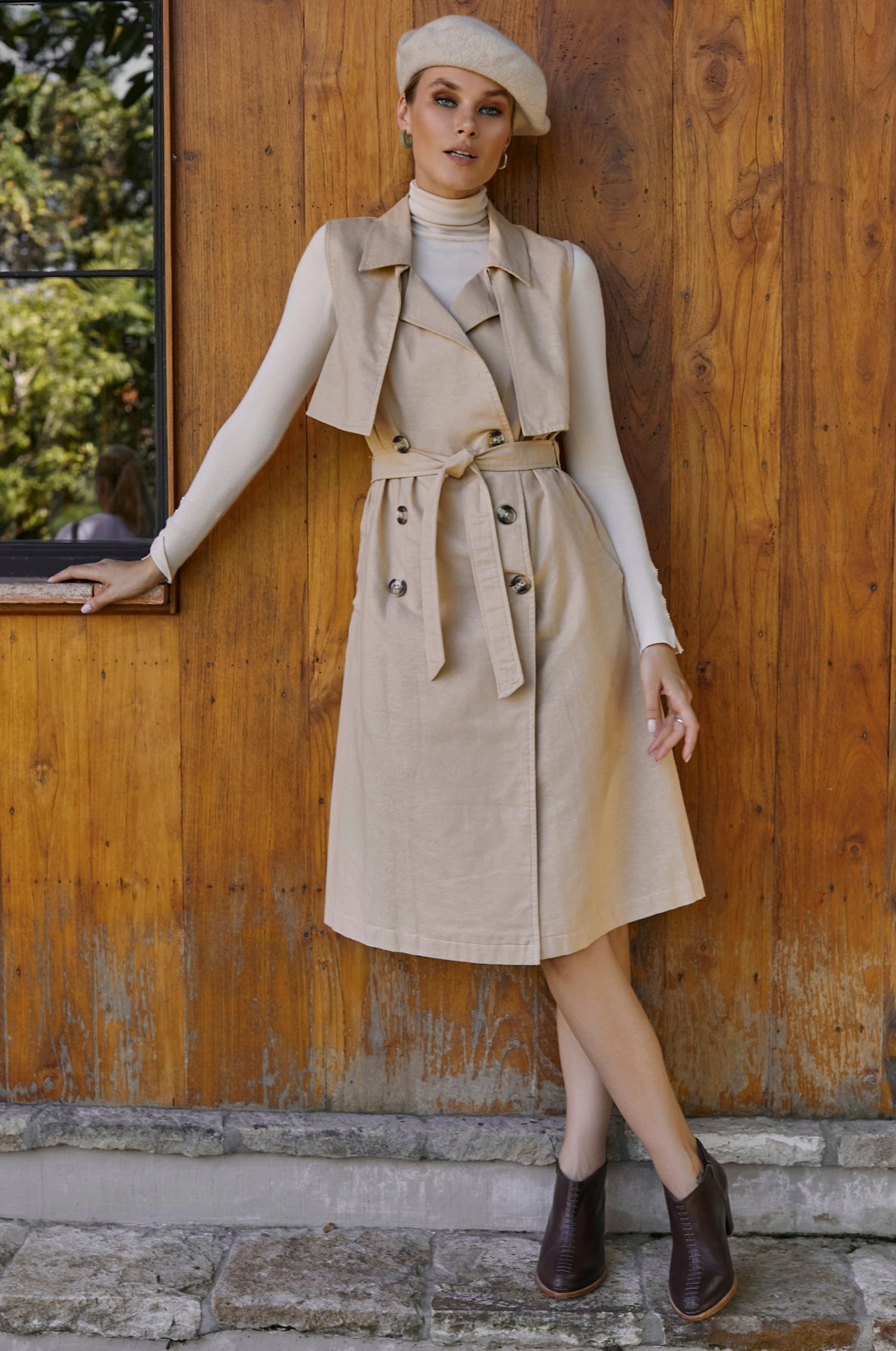 Smart Layers Neutral Flow Arden Belted Vest Trench (Sale)
