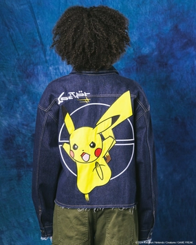 FlexibleRibbing Eco Friendly Blend Pok??mon By Loiter Pikachu Denim Jacket Indigo