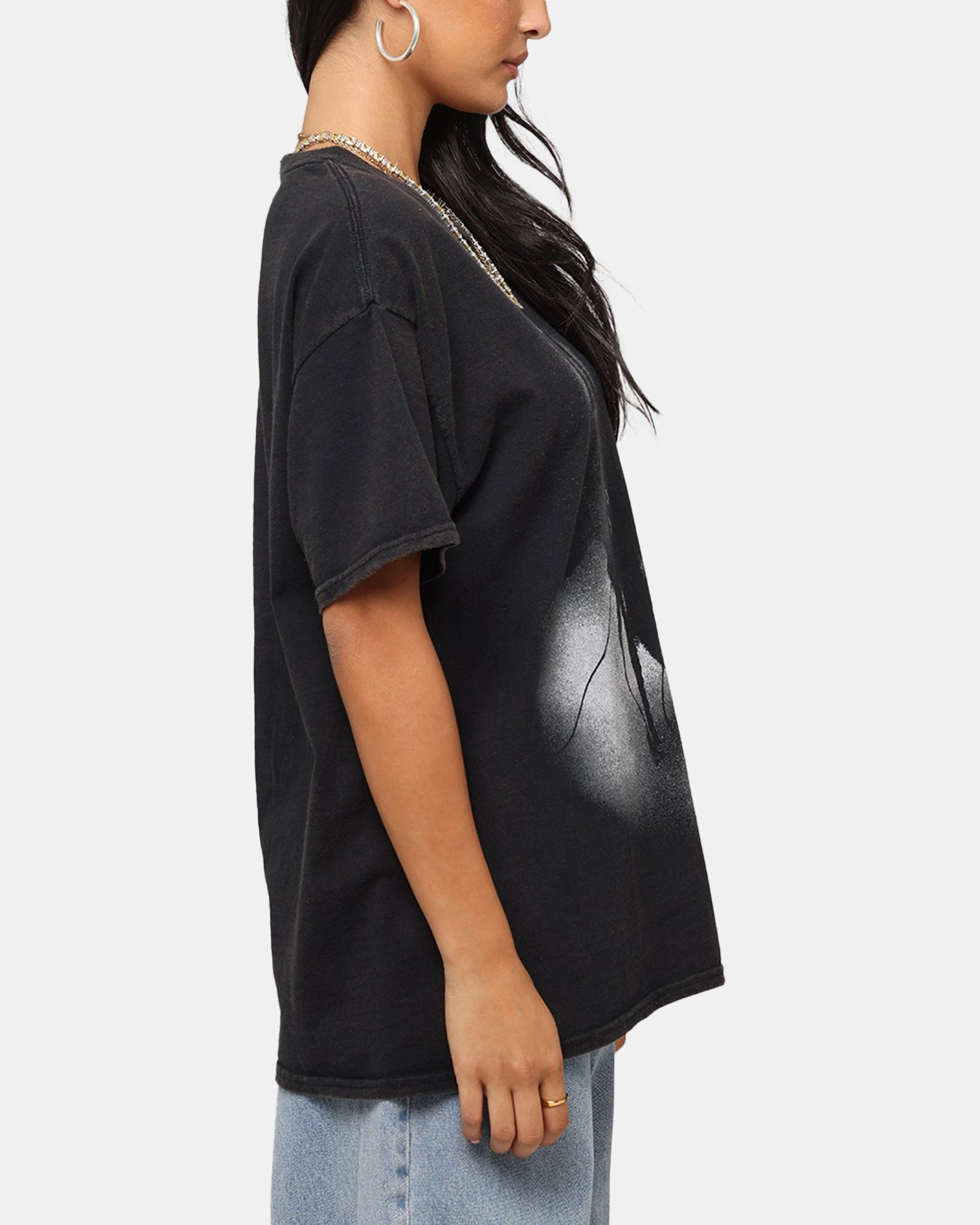 RibbedHemline CollapsibleFrame Poppy Poppy T-Shirt Black Vintage