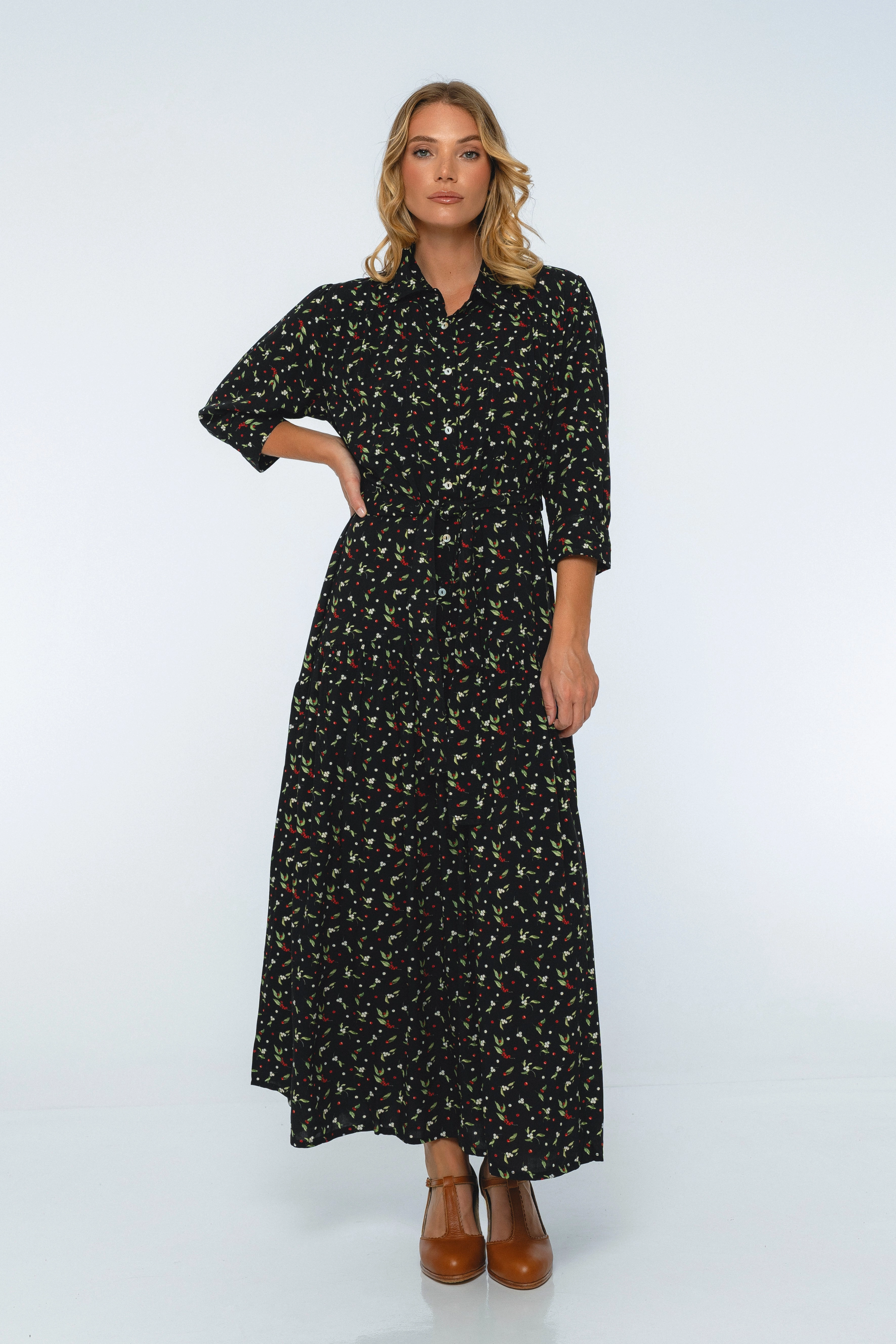 Effortless Piece Polished Finish Colette Long Sleeve Shirt Dress