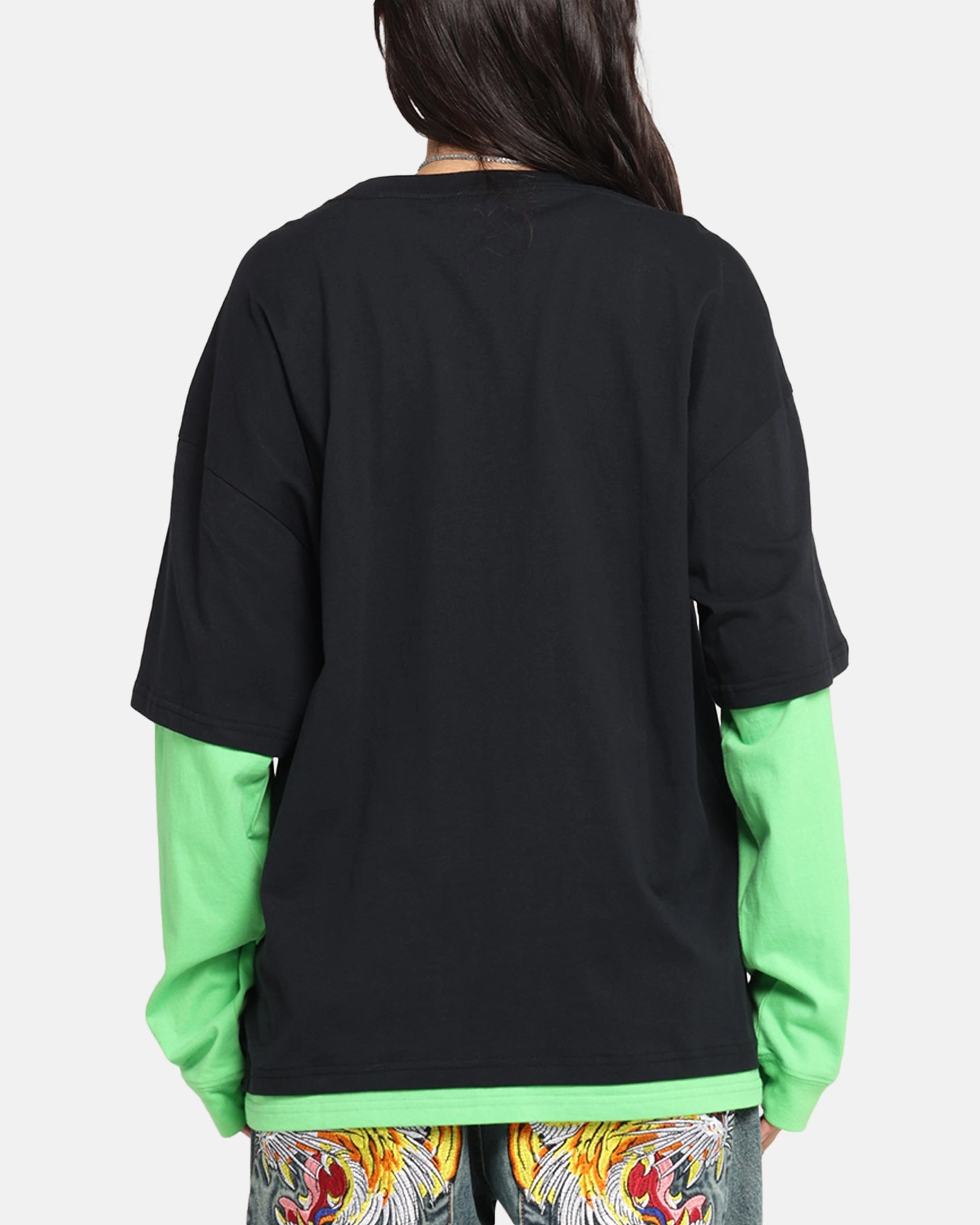 All Over Print Technique Avril Lavigne Avril Layered Long Sleeve T-Shirt Black Wash