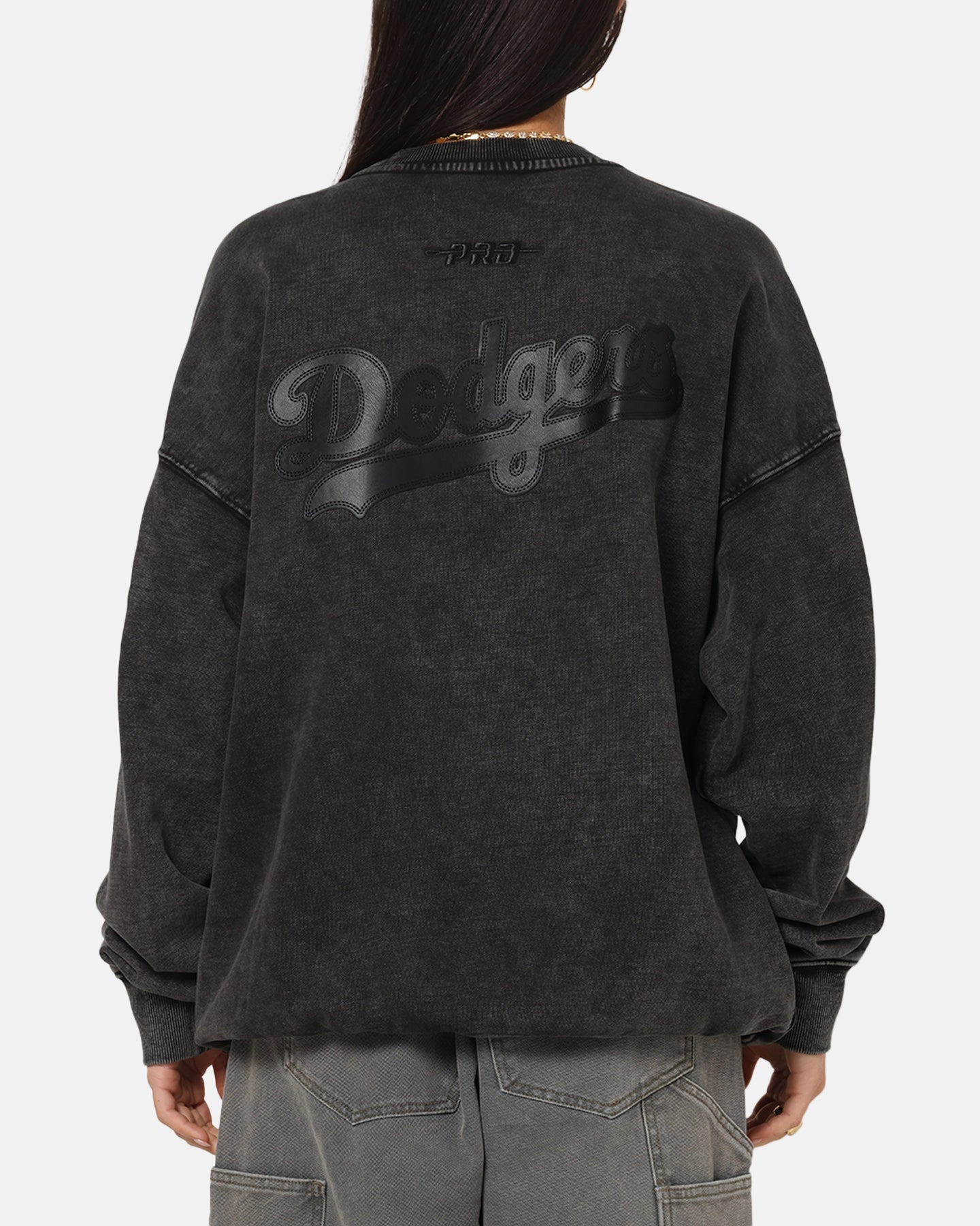 Pro Standard Los Angeles Dodgers 'Wash Vanguard' Fleece Crewneck Washed Black Luxurious Feel