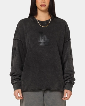 Pro Standard Los Angeles Dodgers 'Wash Vanguard' Fleece Crewneck Washed Black Modern Design Stretch Waistband Design