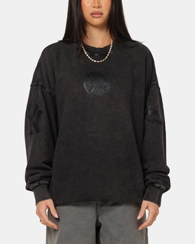 Pro Standard New York Yankees 'Wash Vanguard' Fleece Crewneck Washed Black Anti Slip Shoulder Padding LatticeKnit