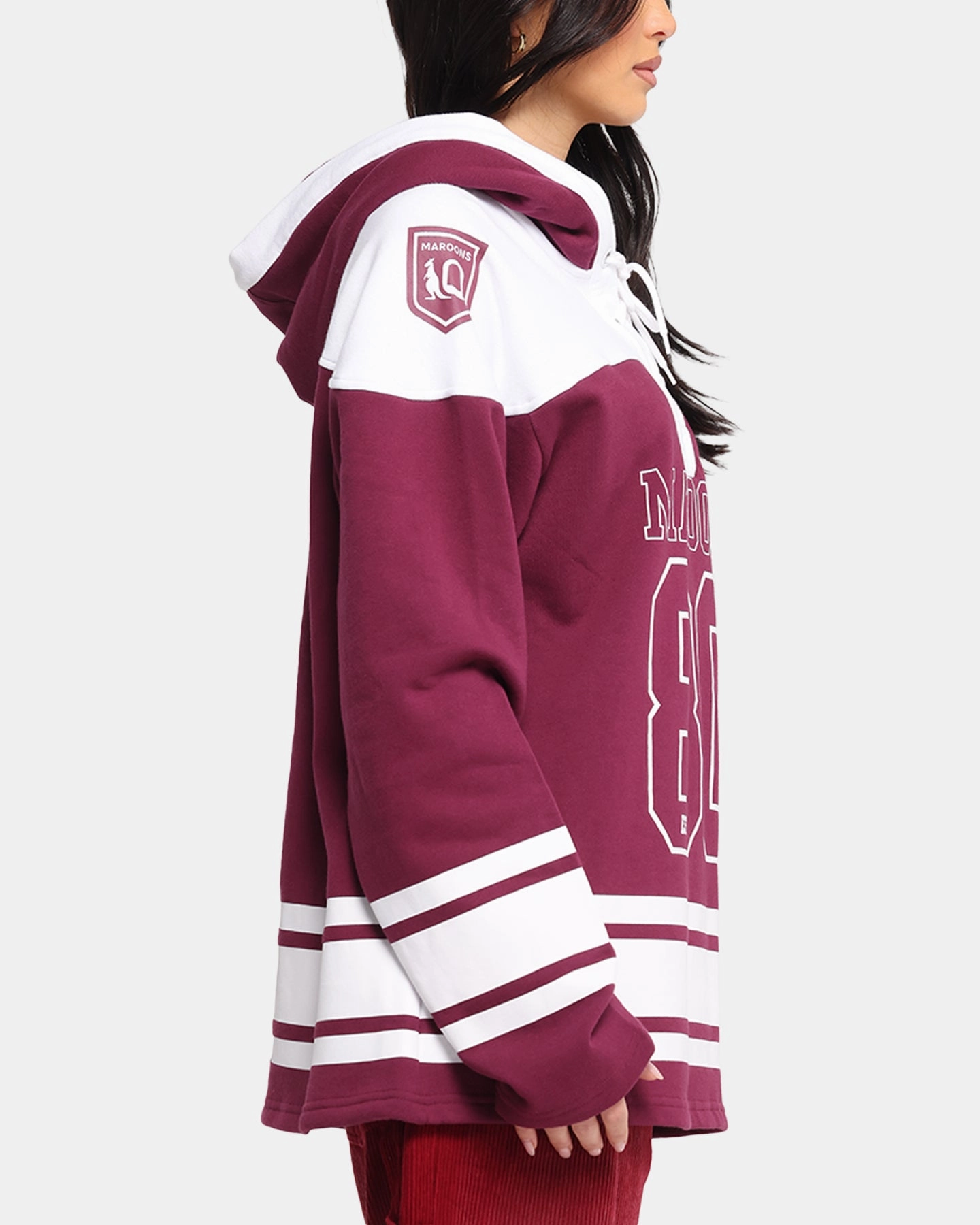 Wrinkle Resistant Weave Queensland Rugby League Queensland Maroons Panel Hoodie Maroon