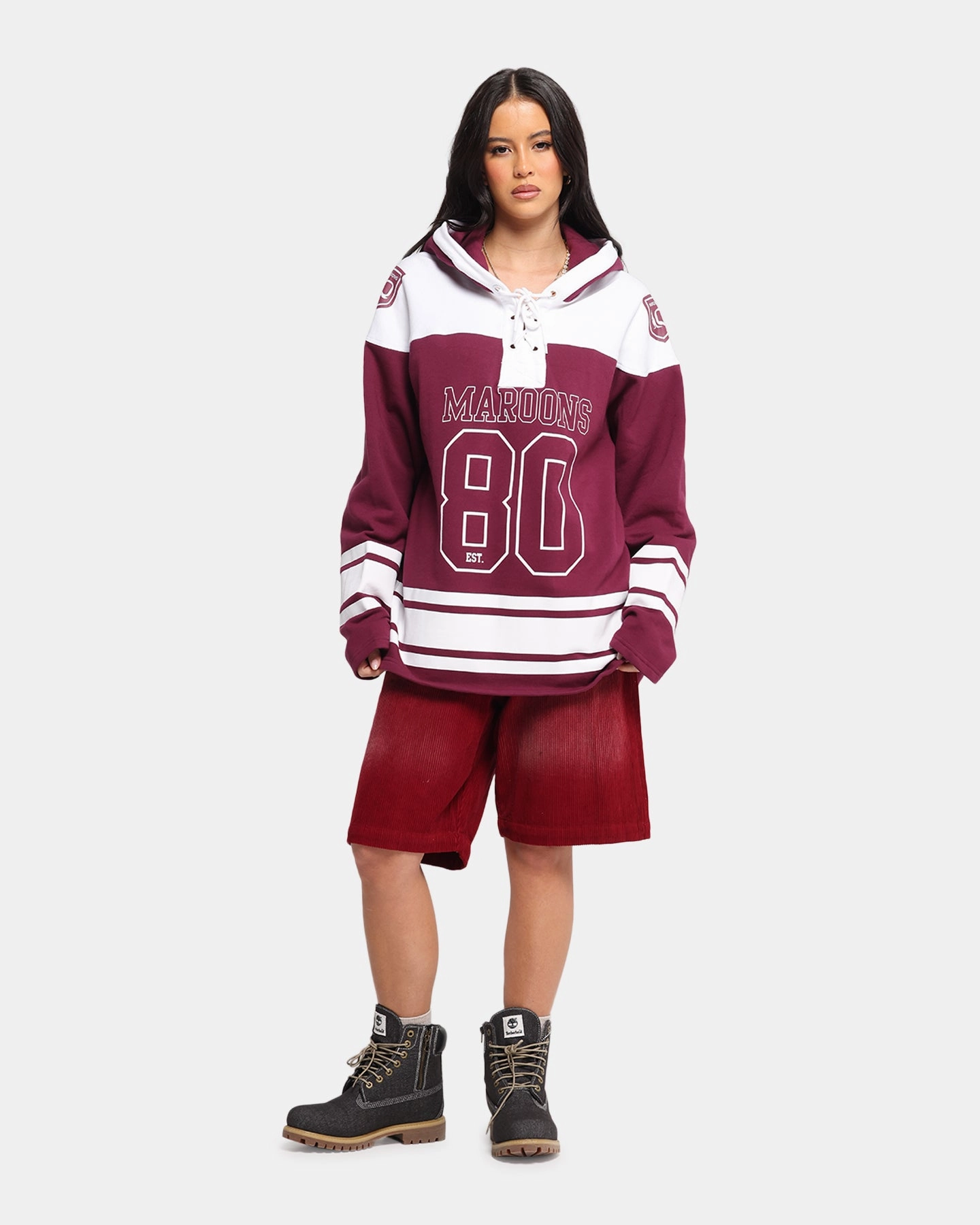 Queensland Rugby League Queensland Maroons Panel Hoodie Maroon FlexibleRibbing Bamboo Fiber Fabric