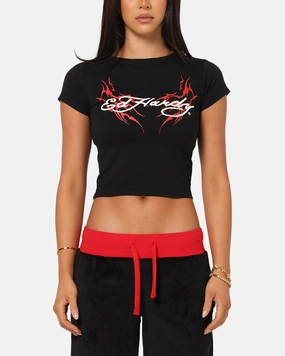 Ed Hardy Women's Tribal Baby T-Shirt Black/Red OdorControl AbrasionResistant Surface