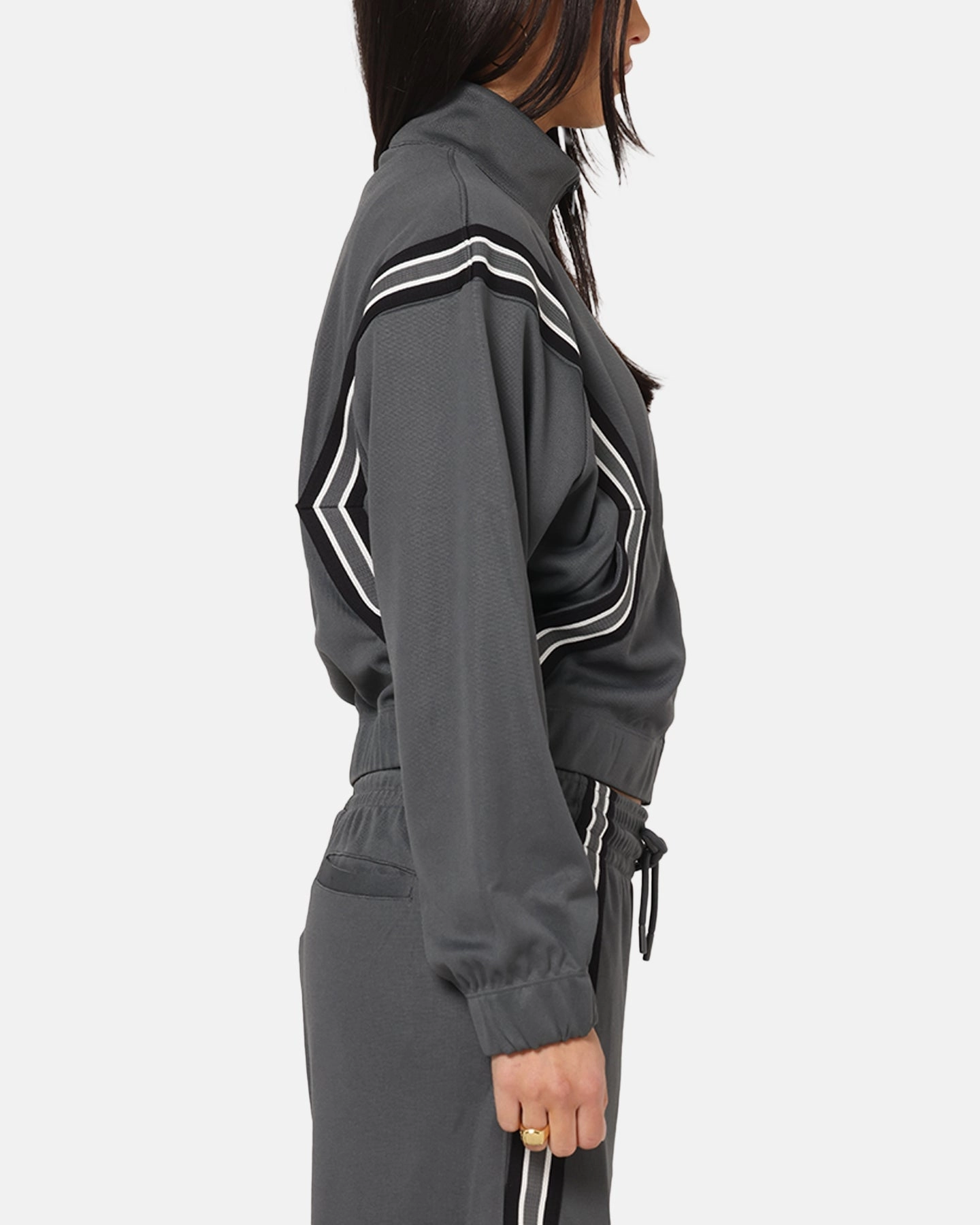 Sustainable Production Methods Layered Shoulder Jordan Women's Brooklyn Full-Zip Track Jacket Iron Grey