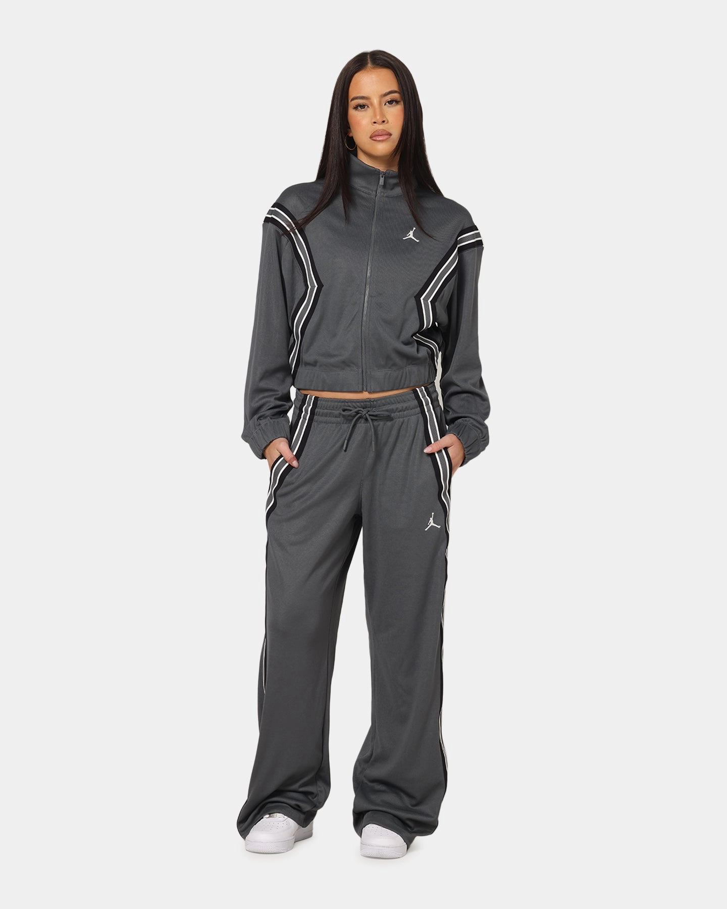 Double Layered Hood Assembly Jordan Women's Brooklyn Full-Zip Track Jacket Iron Grey