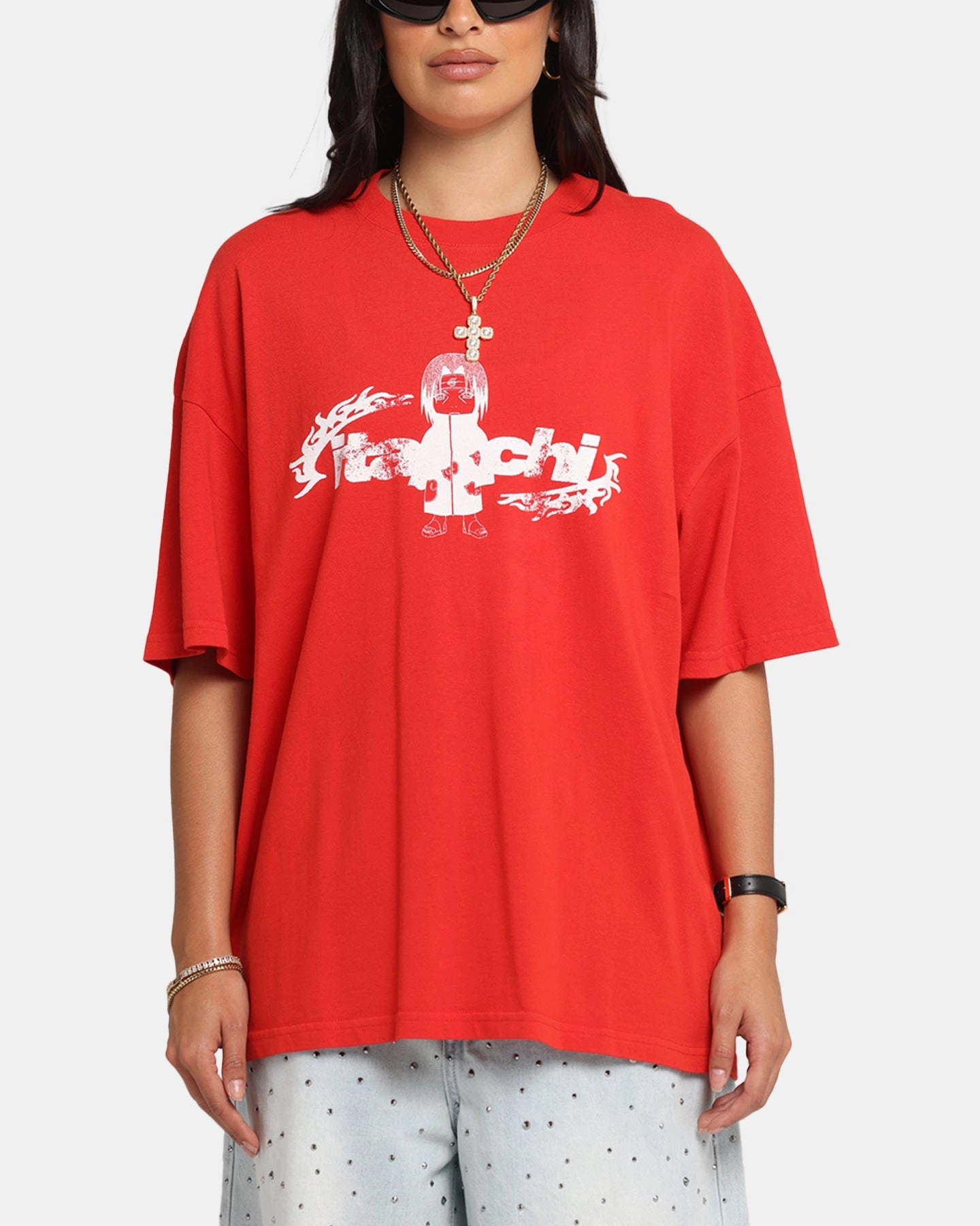 Stretch Fit Top StaticResistantFabric 73 Studio X Naruto Chibi Itachi Vintage T-Shirt Red