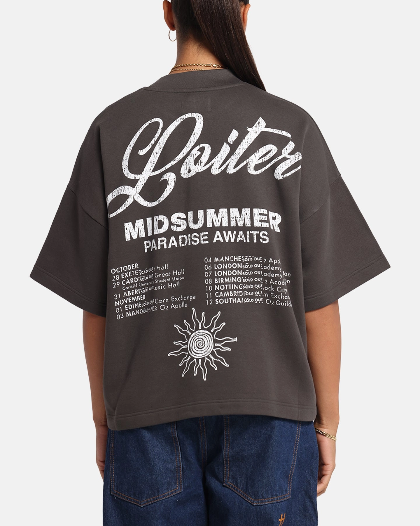 Layered Ventilation Zones Loiter Palm Spring Box T-Shirt Charcoal