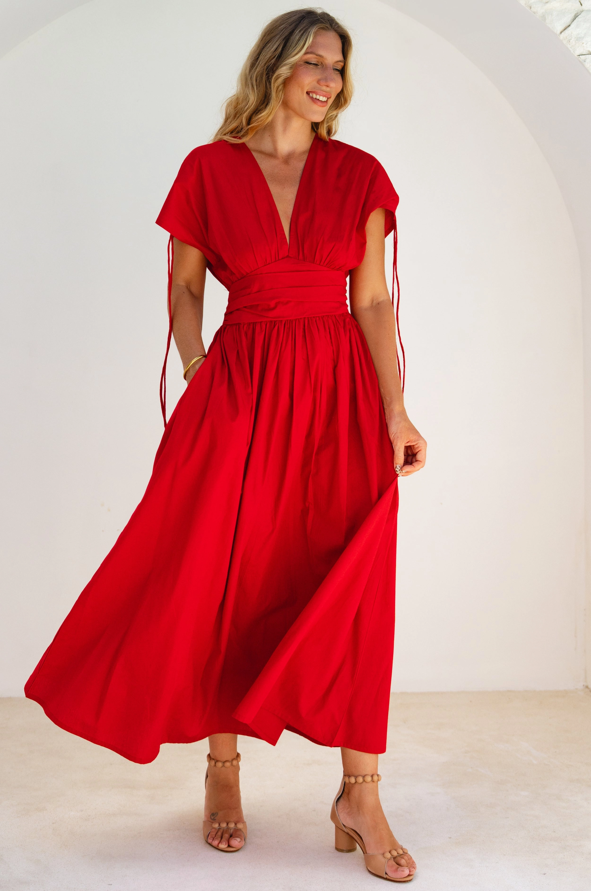 Stretch-Recovery Bright bold dress Rafina Goddess Cotton Maxi Dress