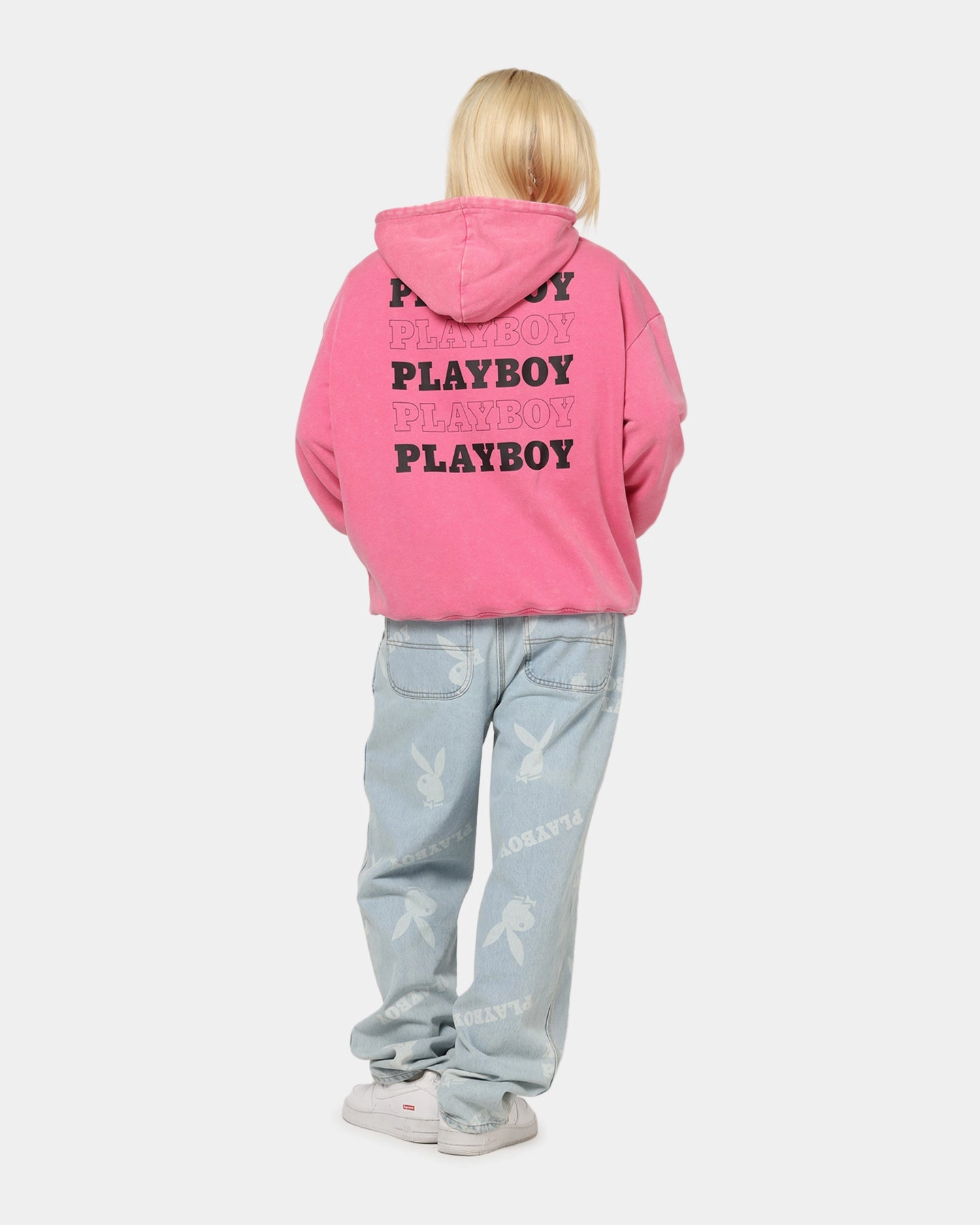 SnagProof Ribbed Neckline Playboy Stack Washed Hoodie Washed Raspberry