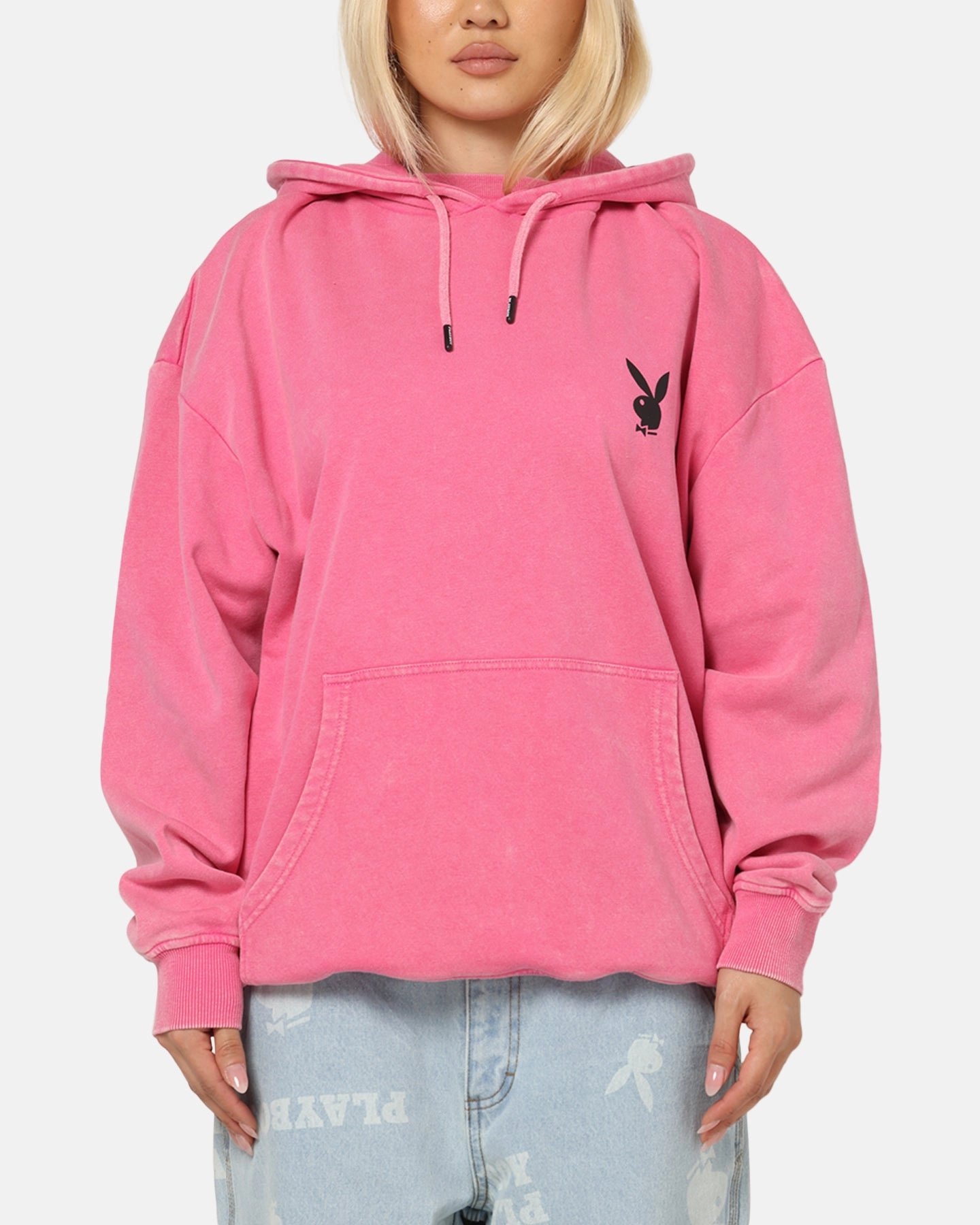 Playboy Stack Washed Hoodie Washed Raspberry Modern Polo