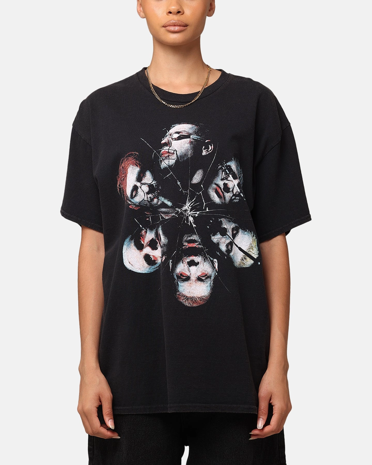 Rammstein Cracked Glass Vintage T-Shirt Black Vintage Compact Thermal Insulation