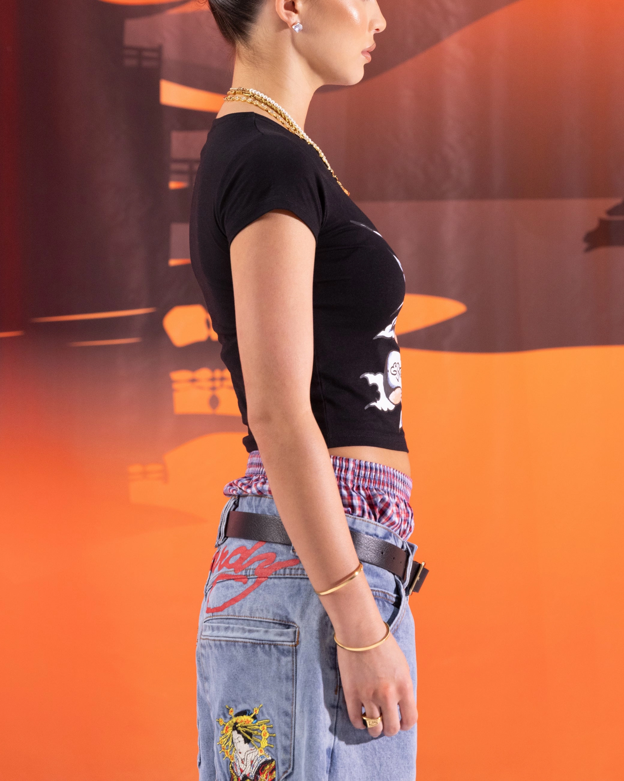 Ed Hardy Women's Swallow Baby T-Shirt Black Street Style