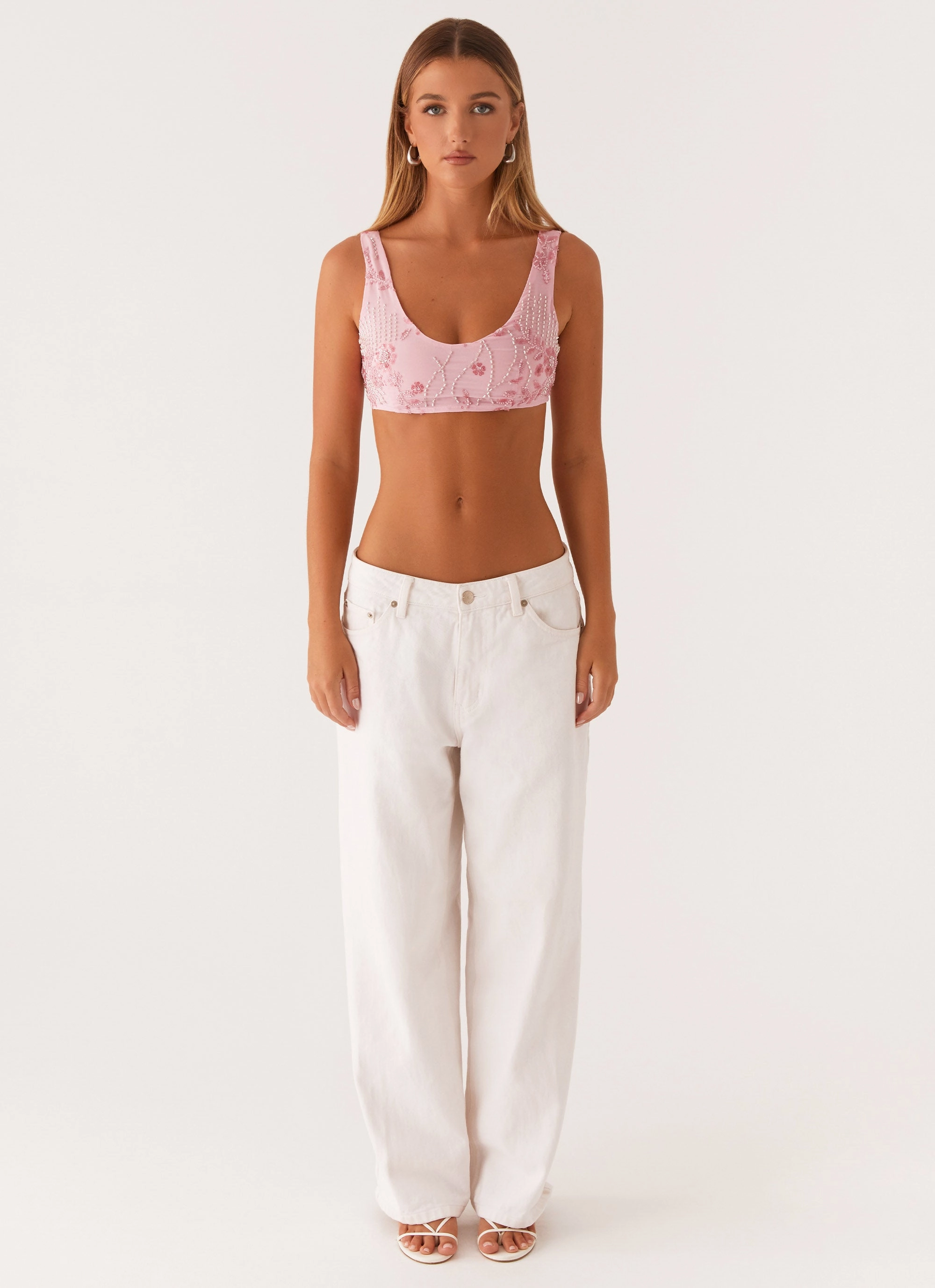 Raw Edge Finish Eco Conscious Dye Process Mercer Sequin Bralette - Pink