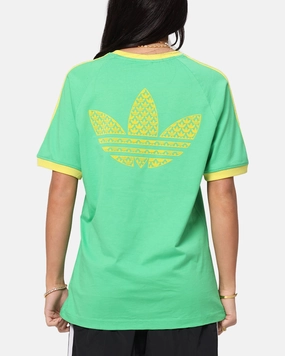 Adidas Monogram Cali T-Shirt Green WrinkleResistantWeave Airflow Weave Pattern