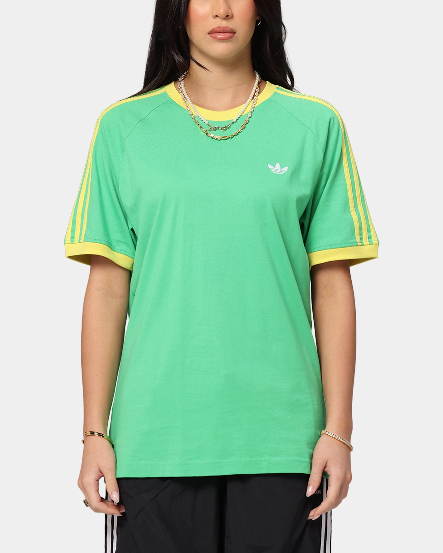 Stretch Woven Material Adidas Monogram Cali T-Shirt Green
