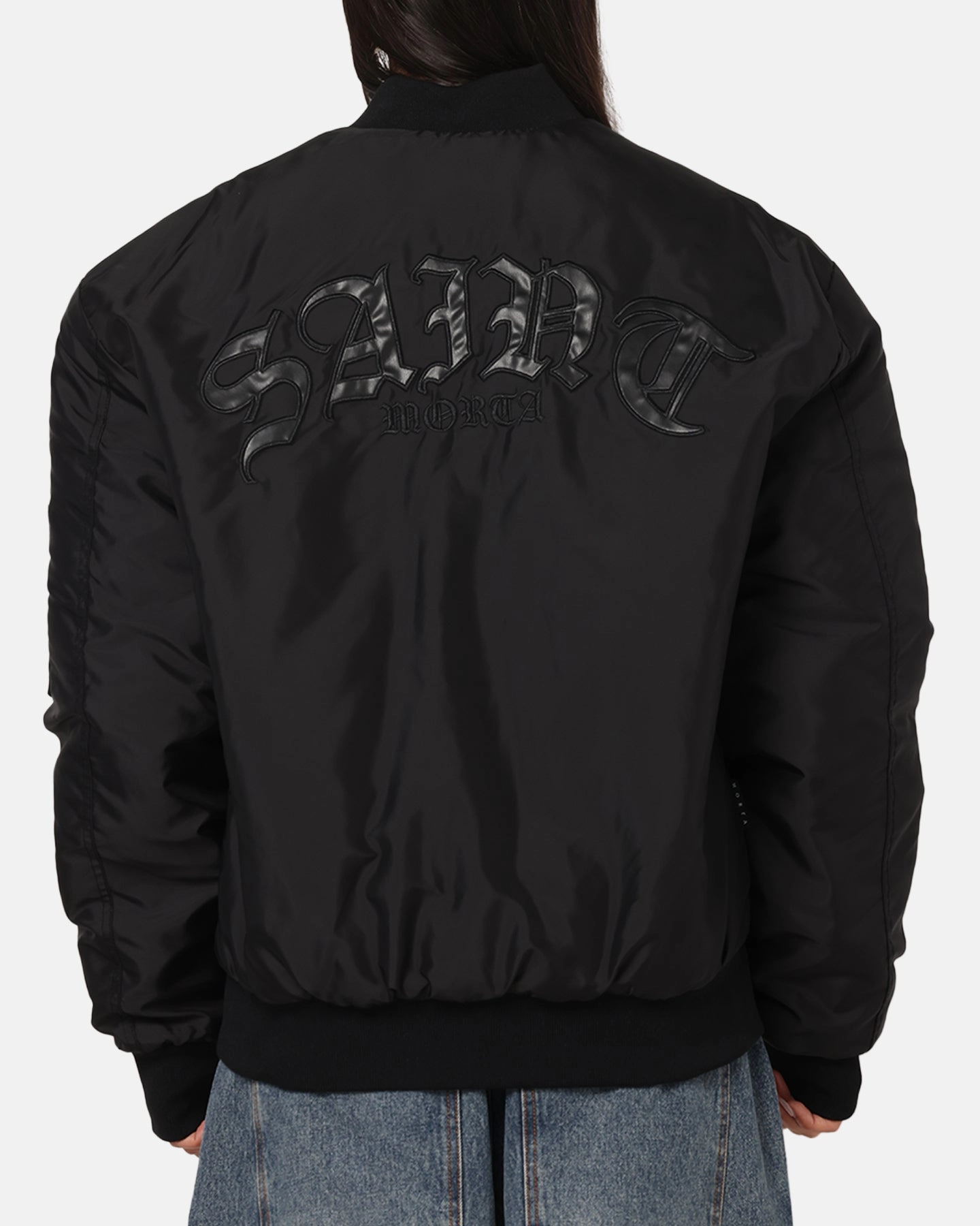 Saint Morta Gothic Noir Bomber Jacket Black Stain Resistant Treatment Reinforced Stress Points