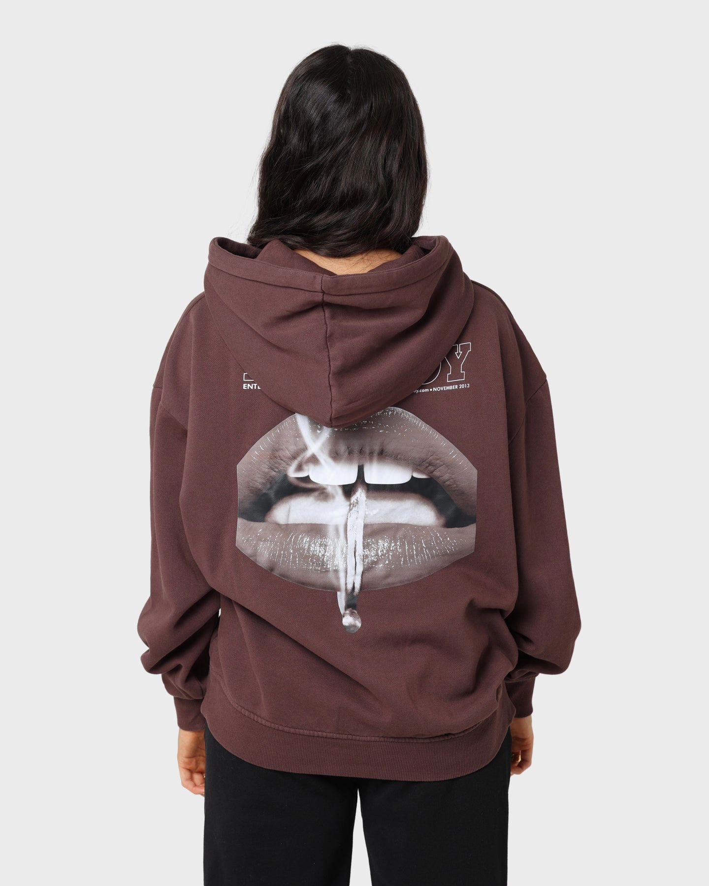 DoubleStitched Hem AllDayComfort Playboy November 2013 Sepia Hoodie Brown