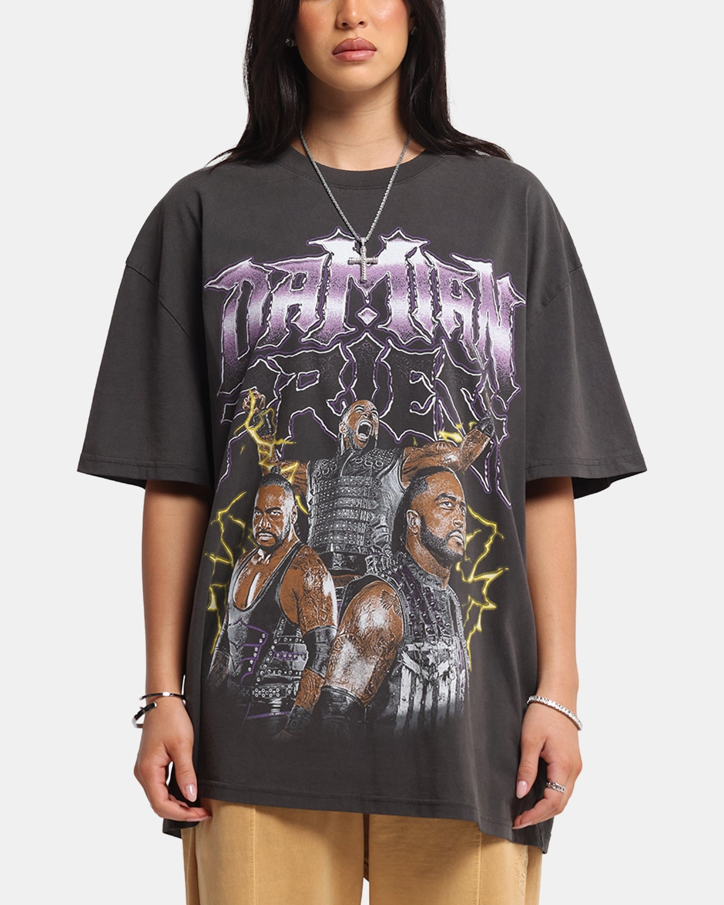 Culture Kings X WWE Damian Priest Wrestlemania XLI Heavy T-Shirt Black Wash Soft Texture