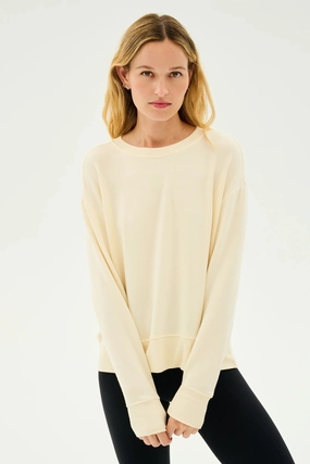 Sonja Fleece Sweatshirt in Creme Ventilated Panels