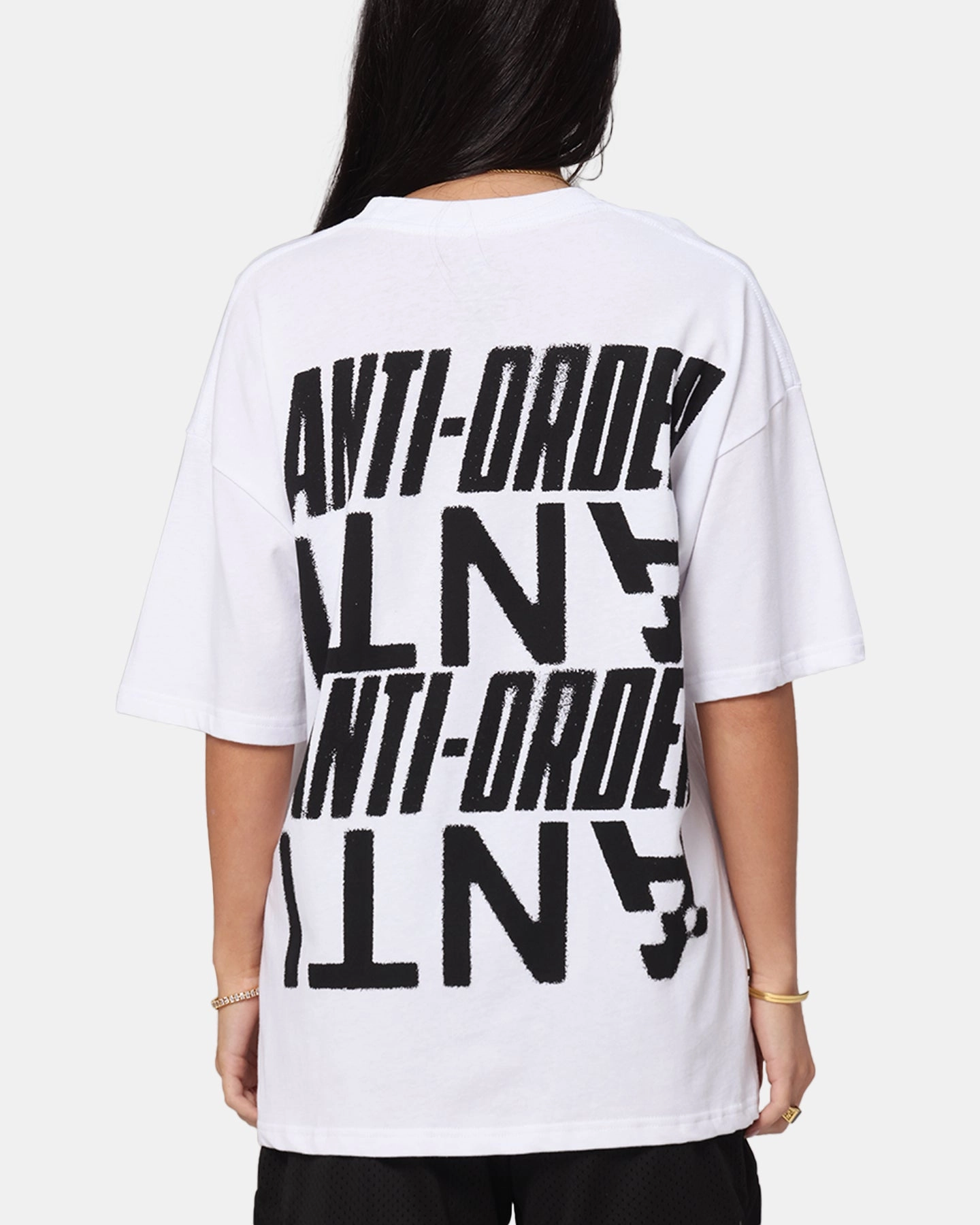 The Anti Order Anti Stacked Drop Shoulder T-Shirt White AthleticInspired Ribbed Collar Design