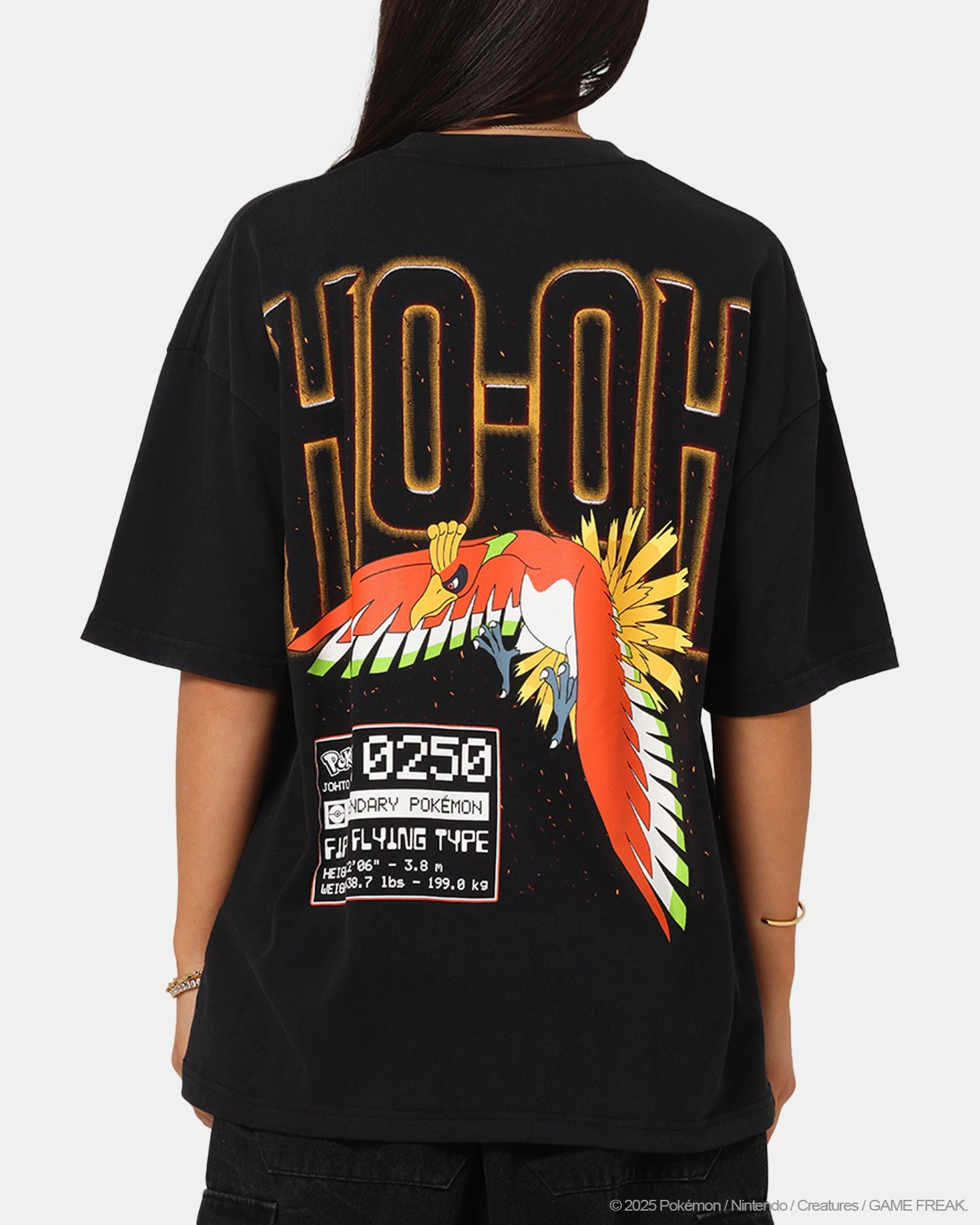 Modular Pocket Layout Thermal Regulating Design The Pok??mon Collection By 73 Studio Ho-Oh T-Shirt Black Acidwash