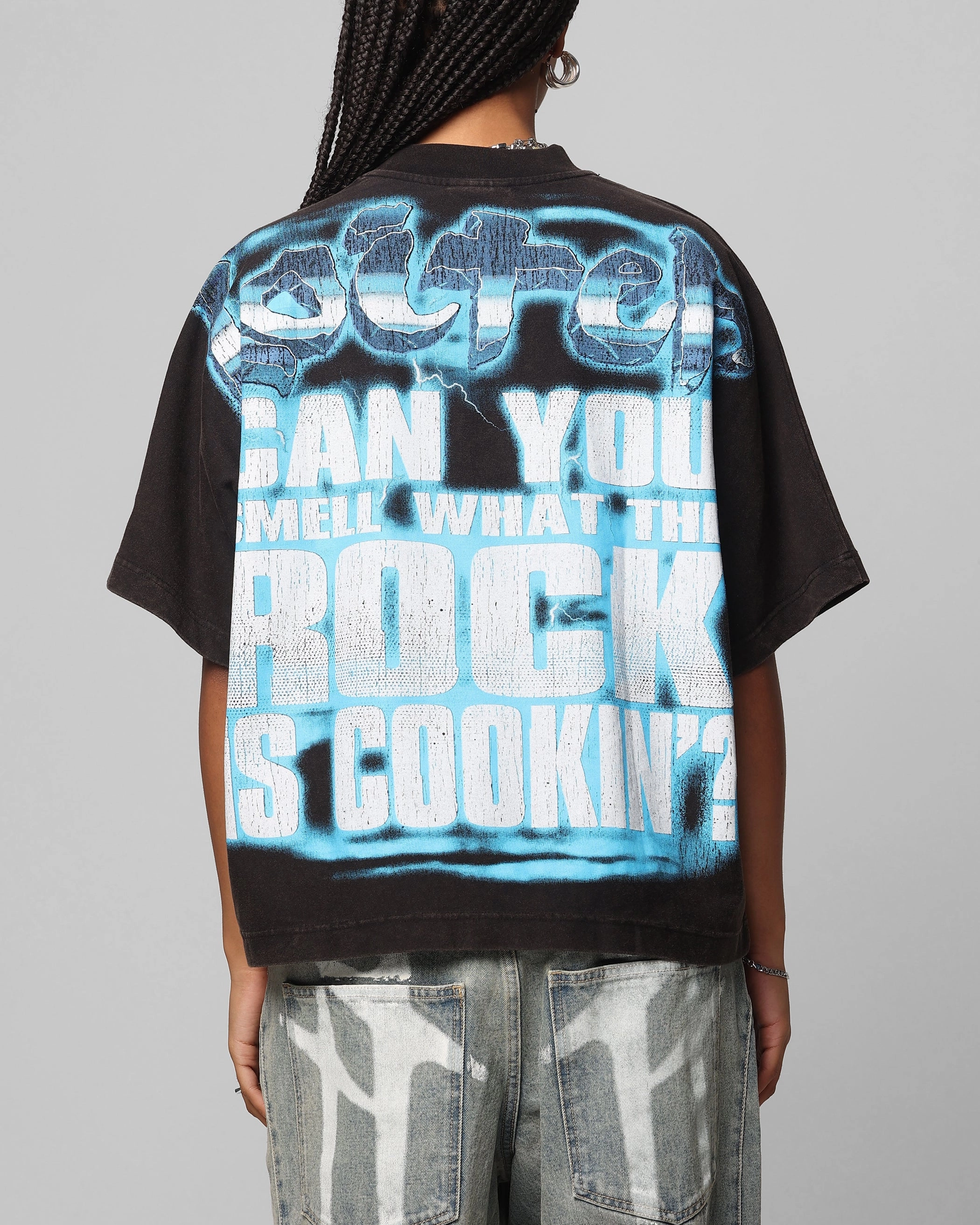 Loiter X WWE The Rock Vintage T-Shirt Vintage Black Snag Free Fabric